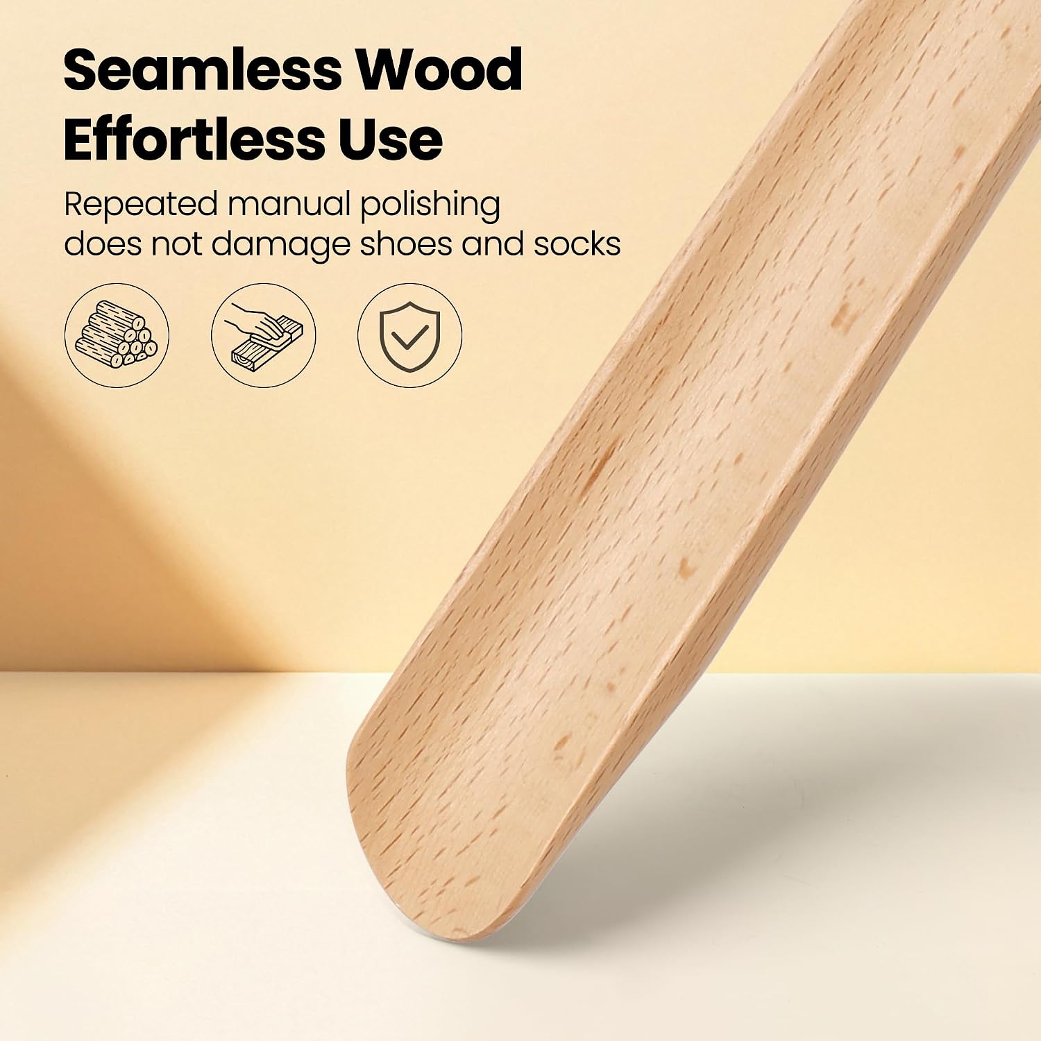 Shoe Horn Long Handle for Seniors 19.7" Extra Long Shoehorn Wooden for Men Women, with Magnetic Base - Beech Wood