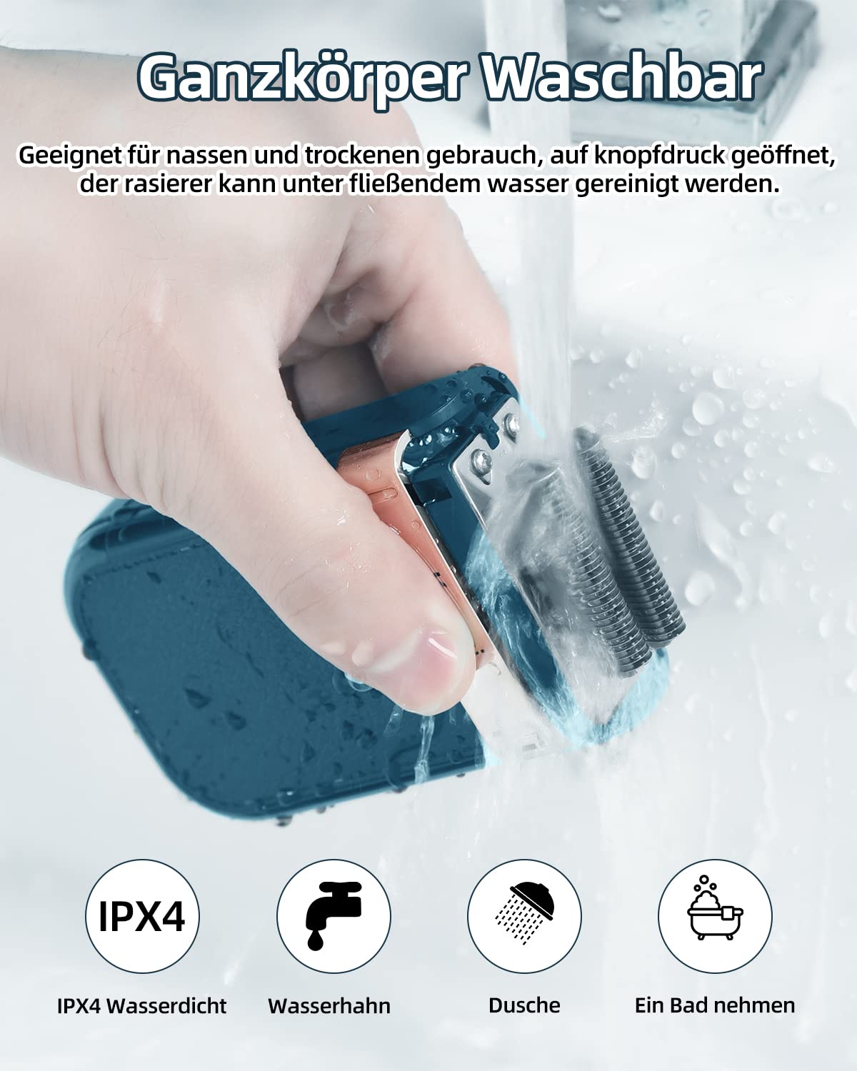 Rasierer Herren Elektrisch, Akku & USB-C Schnellladung, 90min, Folienrasierer Herren Wet & Dry, Elektrorasierer, Abnehmbar und waschbar, Reiserasierer Herren Null Maschine Haare