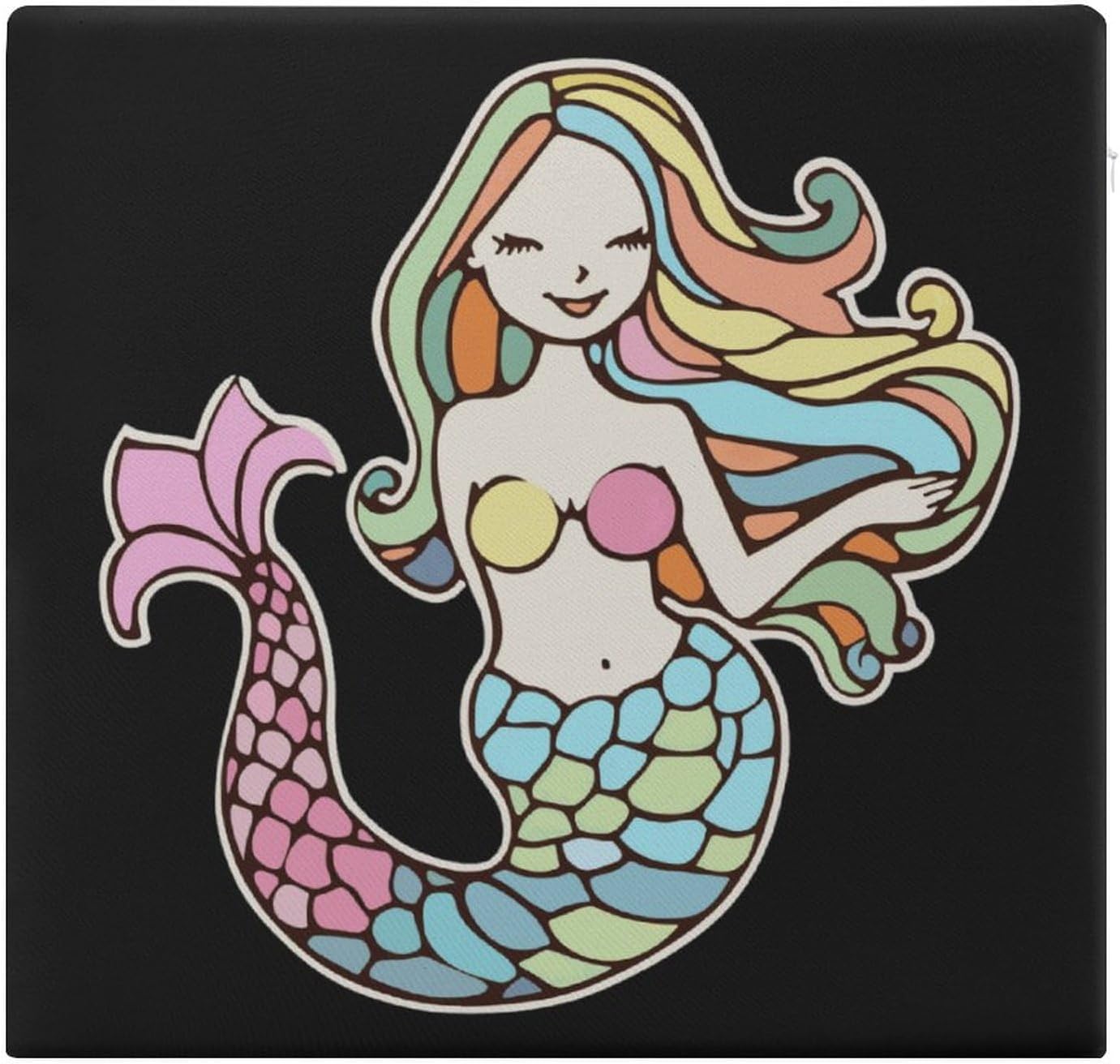 Mermaid-1 Floor Pillow Meditation Yoga Cushion Square Chair Cushion Pillows Seating for Adults