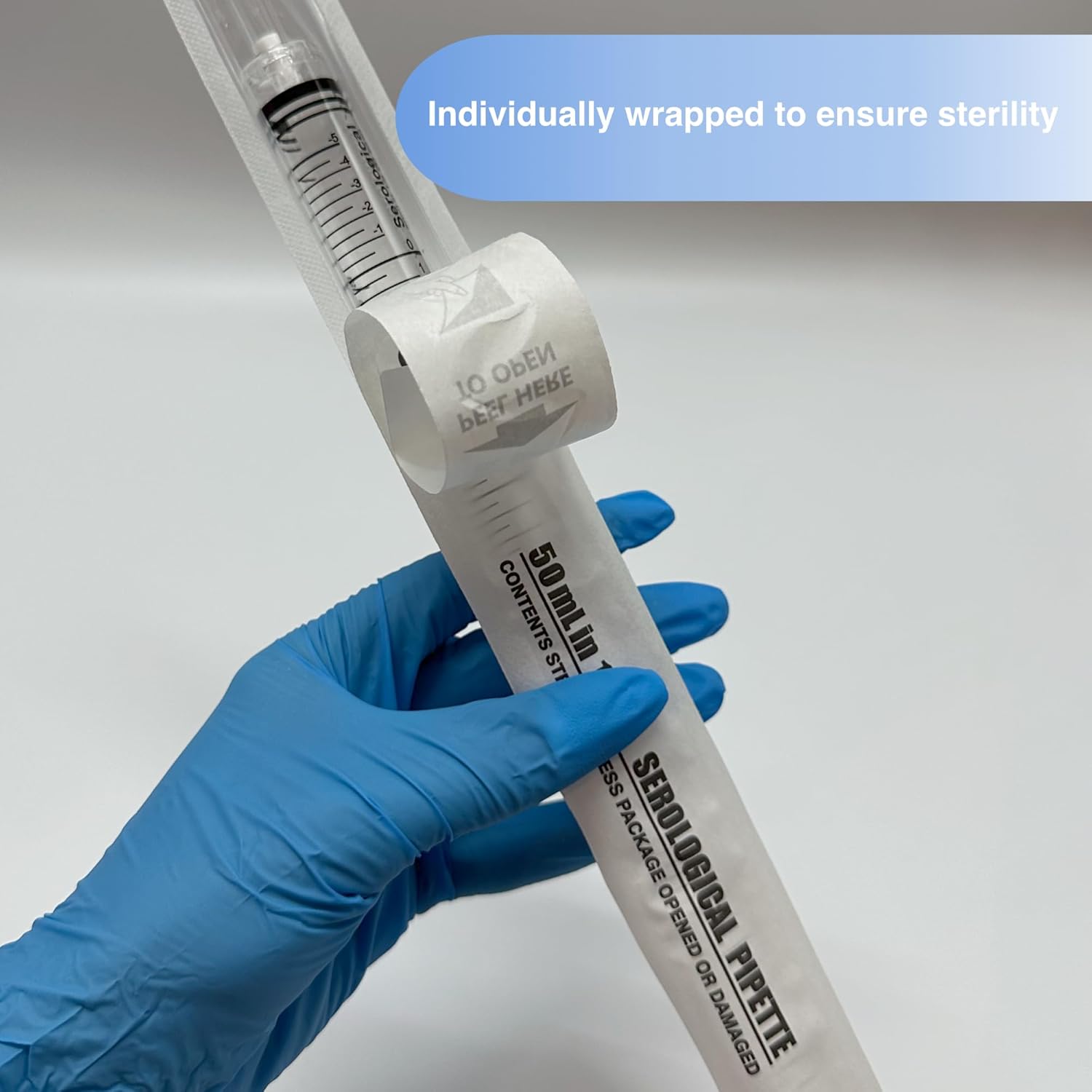 Kashi Scientific 50mL Sterile Serological Pipette Individually Wrapped, Standard Serological Pipettes, Bulk PSGlass Pipettor 50 mL [Pack of 100]