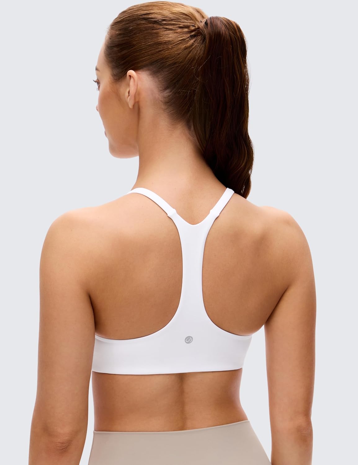 CRZ YOGA Butterluxe Low Coverage V Neck Sports Bras for Women - Spaghetti Straps Racerback Padded Yoga Top