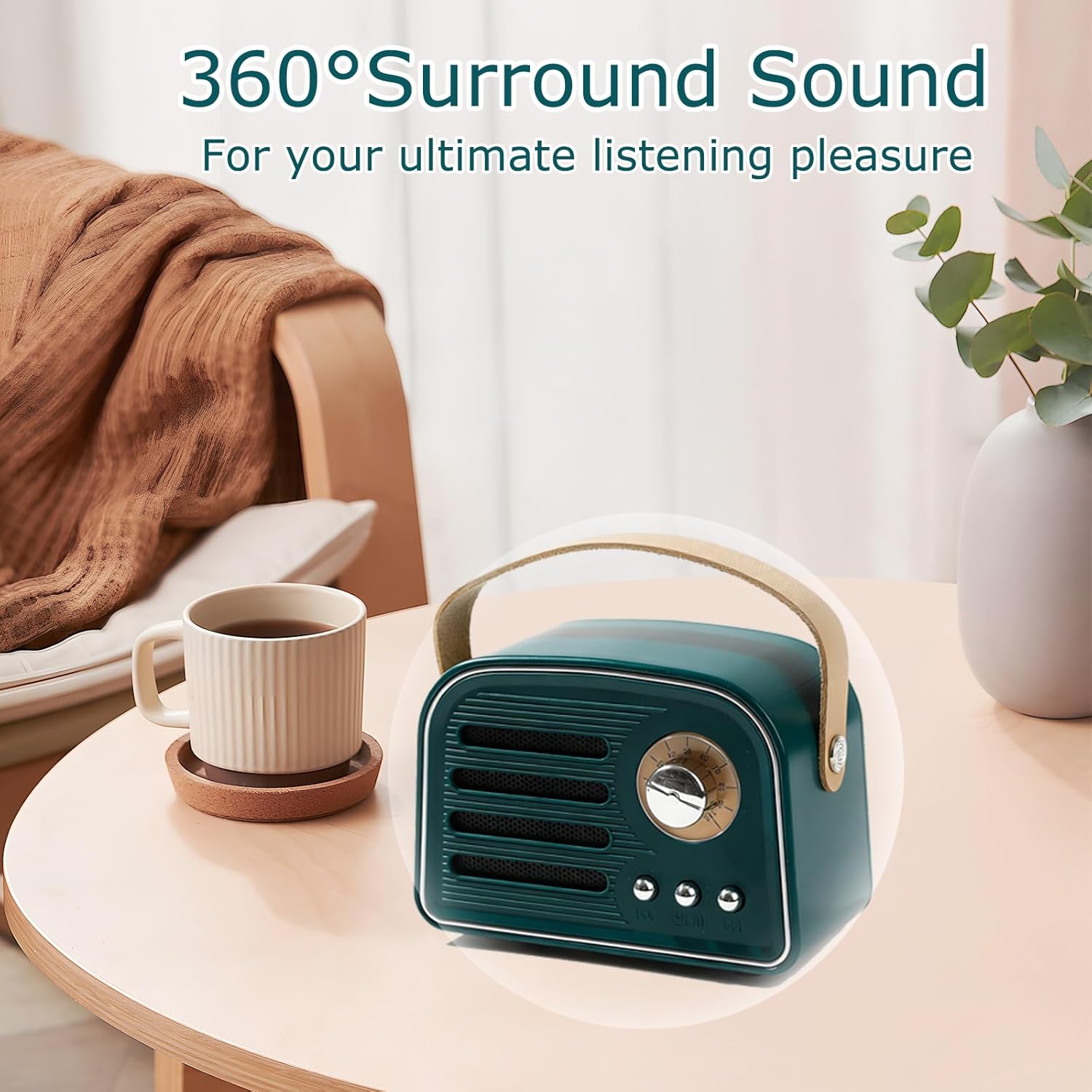 Mini Retro Speaker- Portable Bluetooth Speakers with Vintage Design, Wireless Retro Speaker for Home Decor, Bedroom, Kitchen, Office, Party & Outdoor Travel | Cute Old Fashion Style(Green) - Image 5