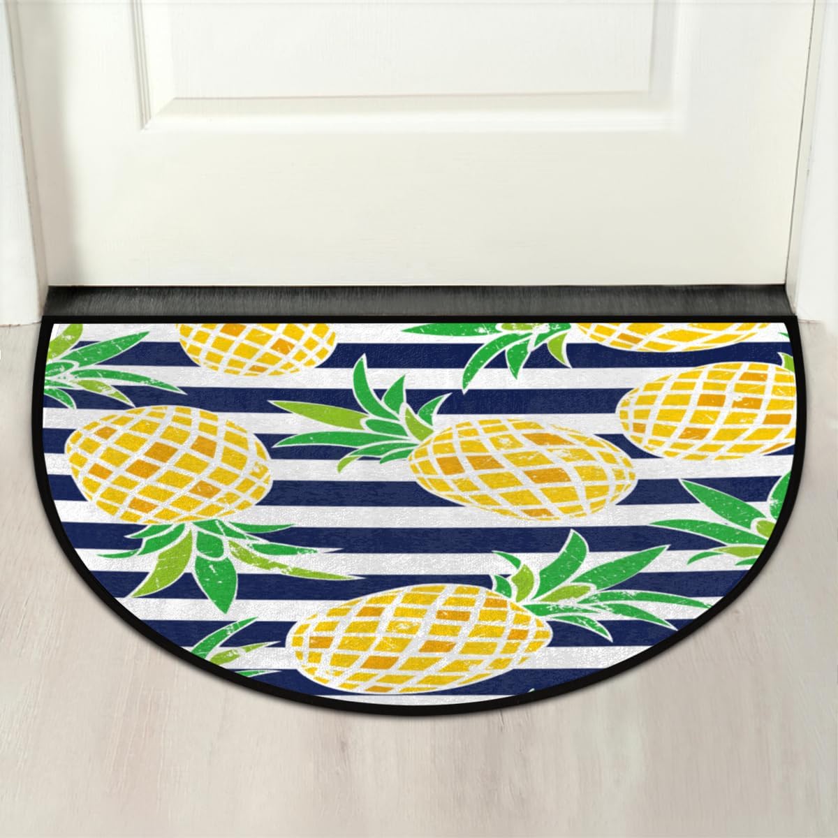 Pattern Pineapple Half Round Rugs for Entryway Washable Rugs Doormat Indoor Non-Slip Door Mat Indoor Entrance Welcome Matt for Front Door