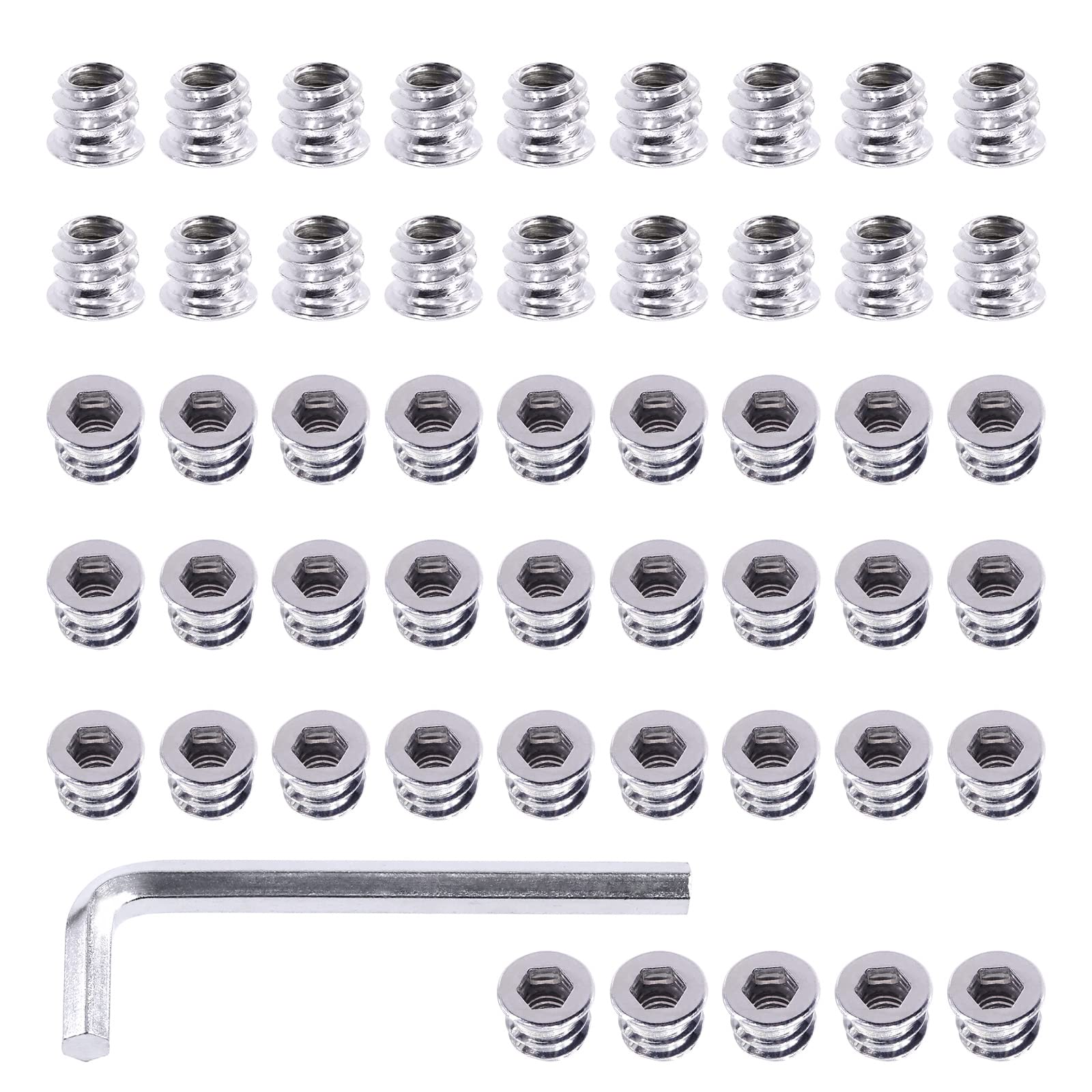 Dadi Inserti Filettati Per Legno M8x25mm | 20 Pezzi In Acciaio Zincato Per Mobili E Fai Da Te
