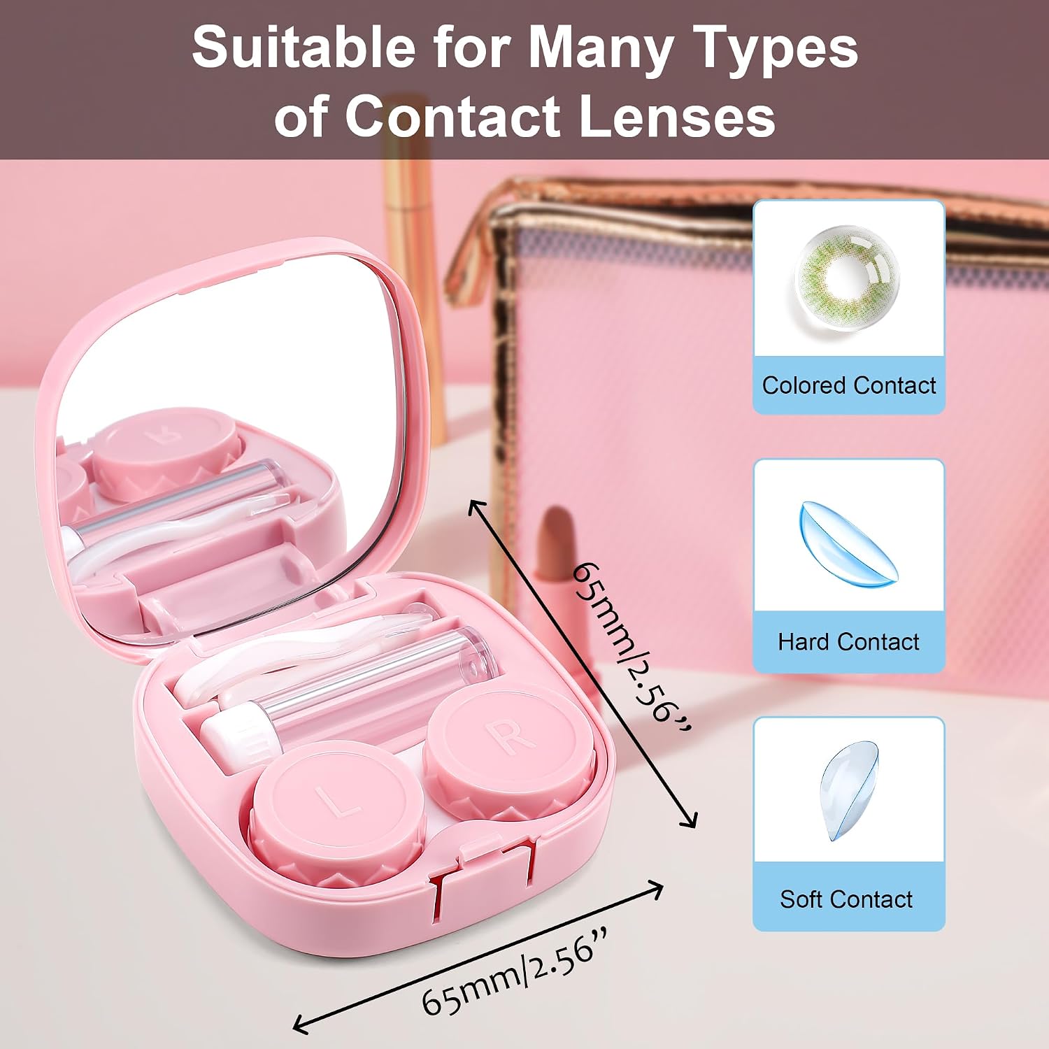 FEISEDY Portable Cute Contact Lens Case Remover Tool With Mirror Tweezers Kit for Women and Girl B0081 image 4