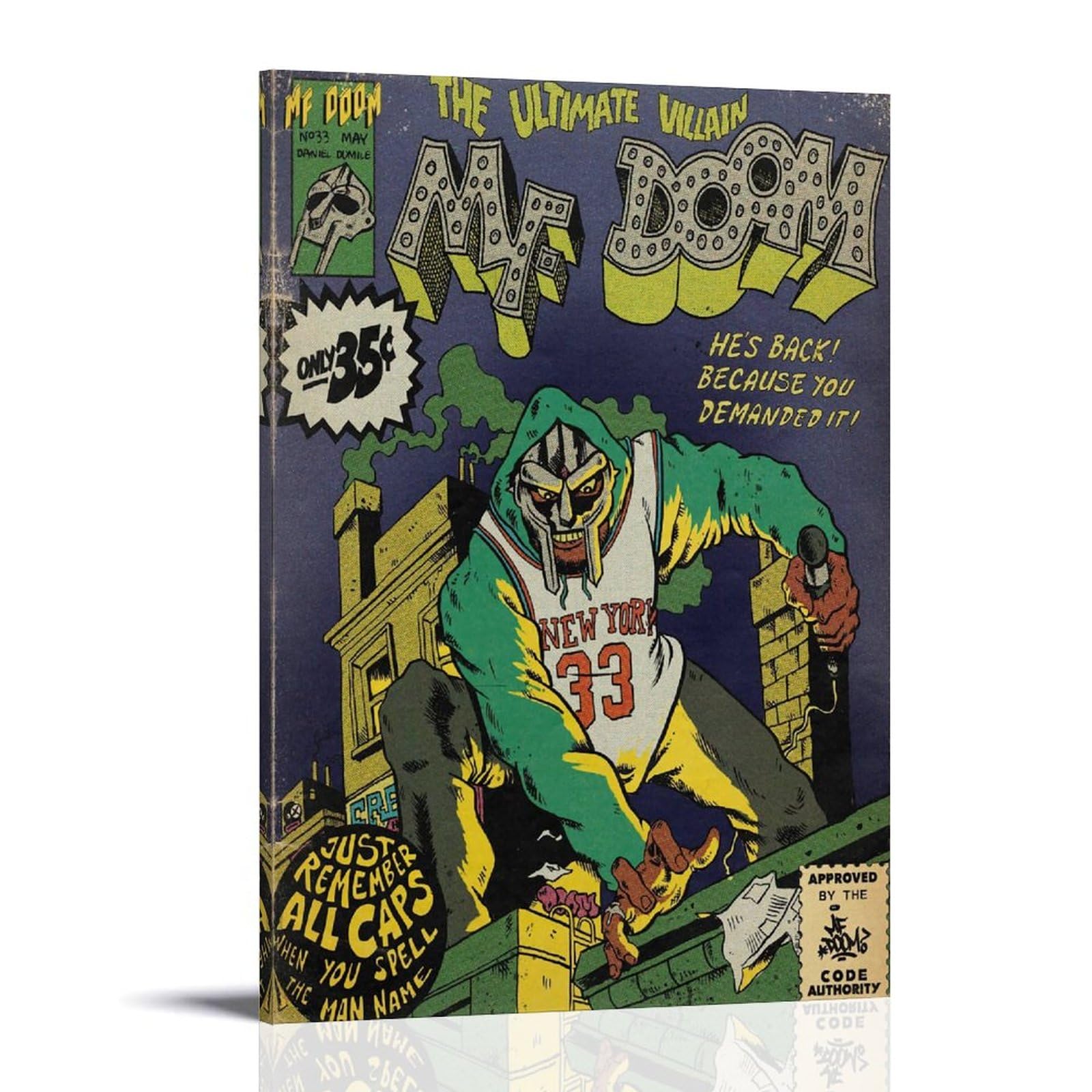 Piesa Mf Doom Comics Art Poster for Bedroom Aesthetic Canvas Art Wall Decor 12x18inch(30x45cm)