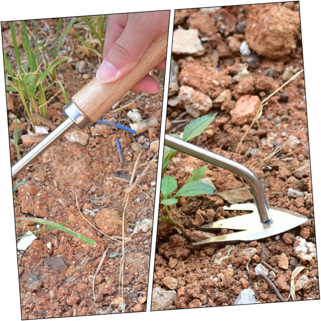 BESPORTBLE 4pcs Manual Wooden Handle Weeder Tool Multi-Functional Garden Puller for Easy Uprooting of and Roots and Design for Lawn Garden and