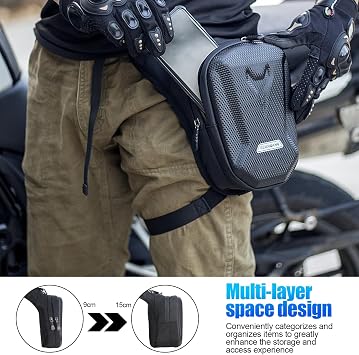 Motorcycle Leg Bag with LegStrap, Drop Leg Bag, Motorcycle Thigh Bags for Men Women, Multifunctional Waist Pack, EVA Hardshell Durable Hiking Waist Pack for Cycling, Riding, Running, Traveling