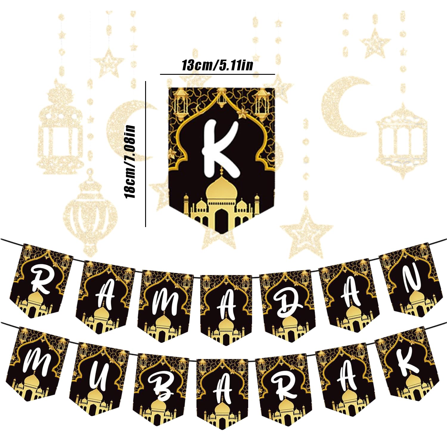 Eid Mubarak Achtergrond 2025, Kareem Ramadan Decoratie voor Thuis Islamitische Moslim Feestartikelen Ramadan Mubarak Decor Eid Al Adha  15