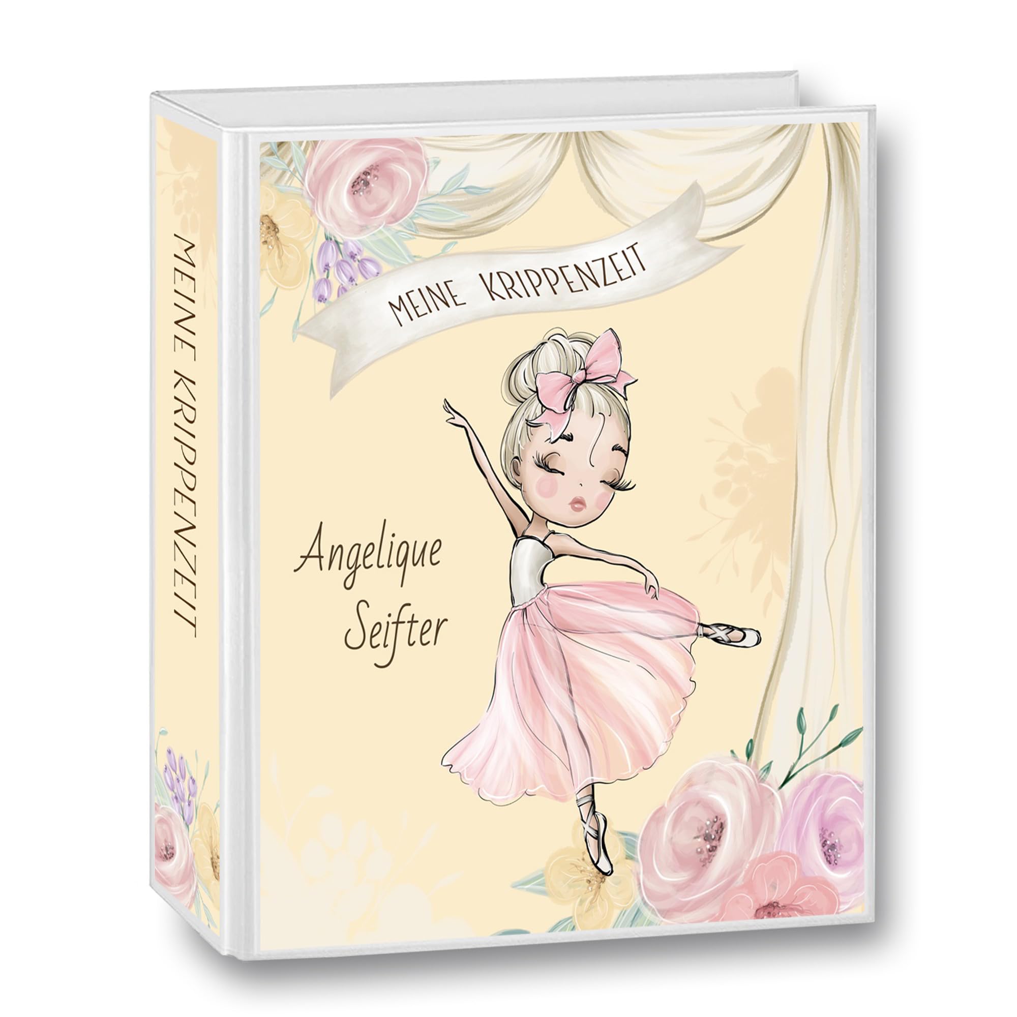 Kindergarten Ordner personalisiert mit Namen und Wunschtext Ballerina Fly Balett A4 - Meine Kindergartenzeit Kindergartenordner Krippenzeit Portfolioordner Sammelordner Mädchen Gelb