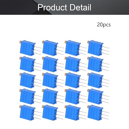 Miniatura 8 de Fielect 20 potenciómetros de recortadora de 100 K ohmios 3296W-104 de película de carbono multigiro, potenciómetro variable de 3 pines