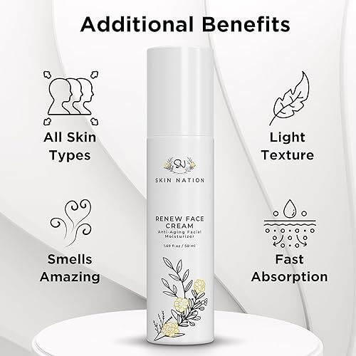 Miniatura 4 de Renew - Crema hidratante facial con ácido hialurónico y vitamina E, hidratante con potentes antioxidantes, crema de noche, crema antiarrugas para la