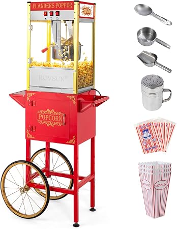 ROVSUN Popcorn Machine with Cart, 10 Oz Kettle Makes Up