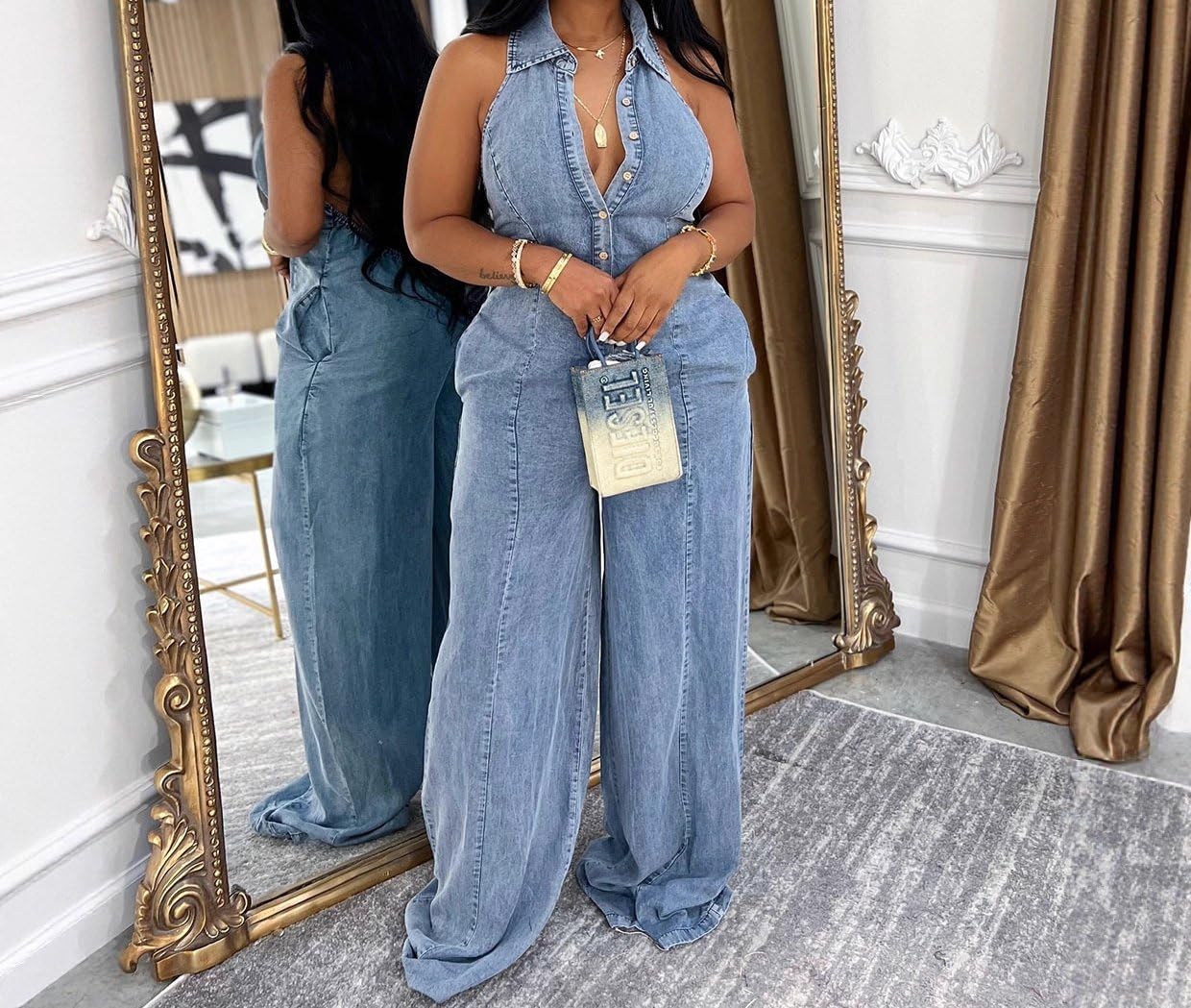 Tute in Denim da Donna, Tute Corte, Tute Intere, Salopette, Completi