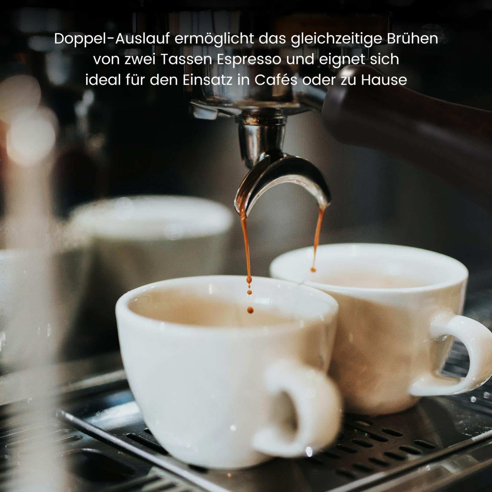 Siebträger 51mm Doppelauslauf für Delonghi Dedica EC680/ EC685, 3 ohren, mit Sieb Entfernungshilfe, Holzgriff, 2 Tassen Edelstahl Filterkorb