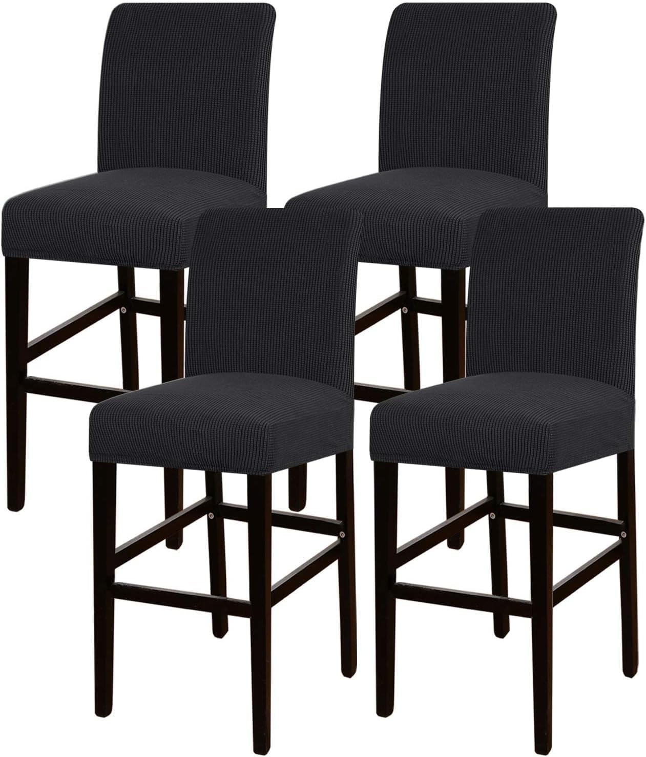 Bar Stool Covers,Non-Slip Counter Height Chair Protectors with Elastic Bottom,High Stretch Fabric for Restaurant and Event Use,Set of 4 in Black Dining Chair Covers