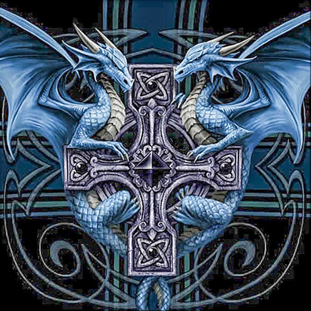 Full Square Drill 5D DIY Diamond Painting Blue Dragon 3D Embroidery Cross Stitch Mosaic Decor Gift