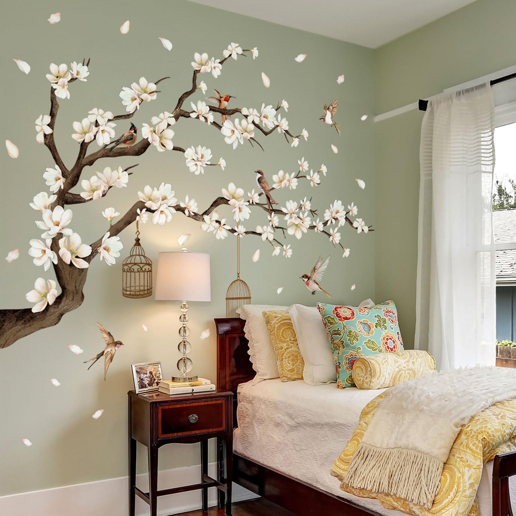 Autocollants muraux arbre en fleurs pour un salon zen