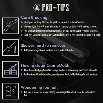 Purple Rose Supply Cannagar Mold 2-4g Heavy Hitter Mold Size Cannagar Roller With Skewers, Wooden Tip, Funnel 1 Hour Burn Time Rolling Kit Compact and Lightweight Travel Friendly