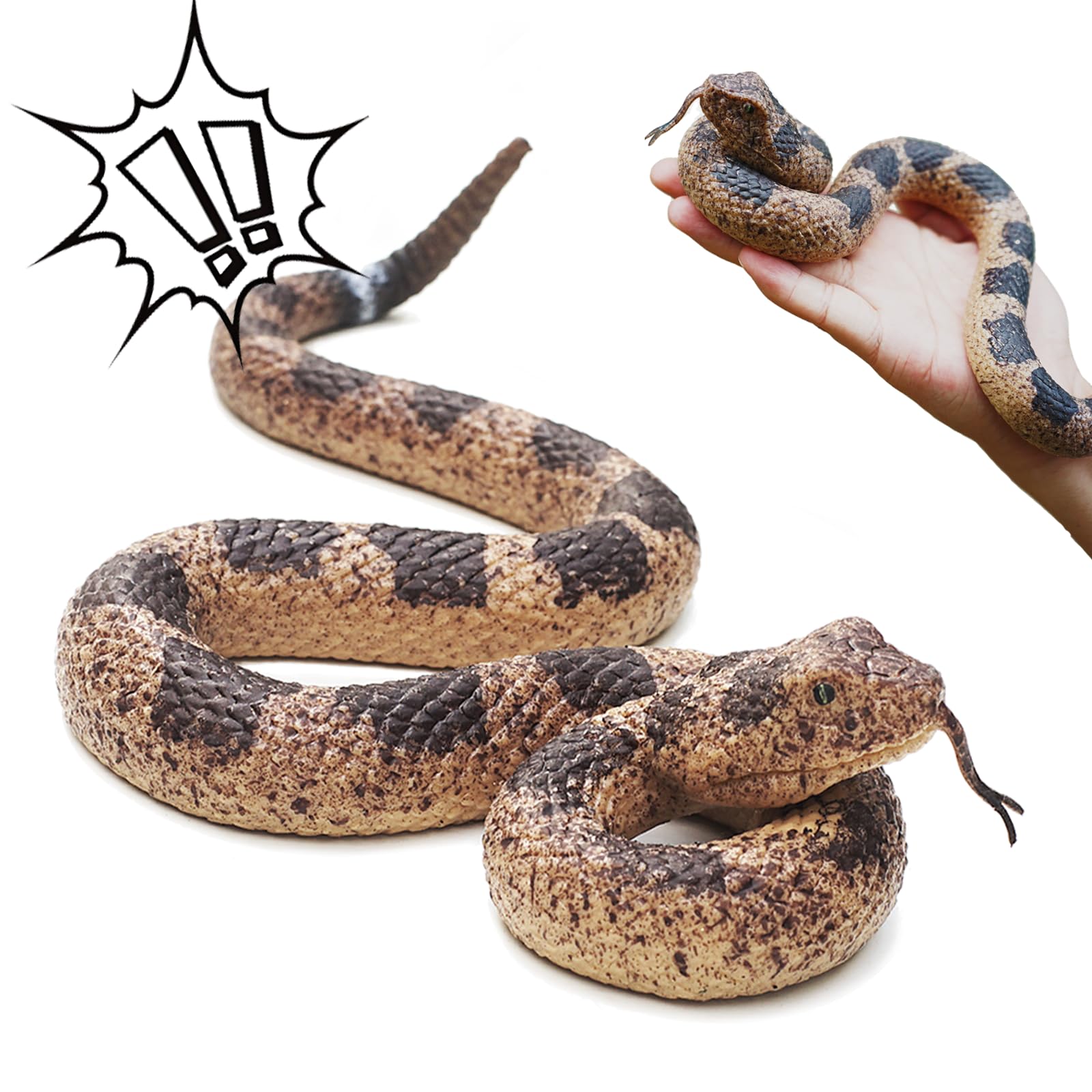 Realistic Rubber Fake Snakes Rattlesnake, Keep Birds Away from Garden, Funny Gag Gifts for Men Women, or Halloween Party Favor Decor, Prank Stuff,