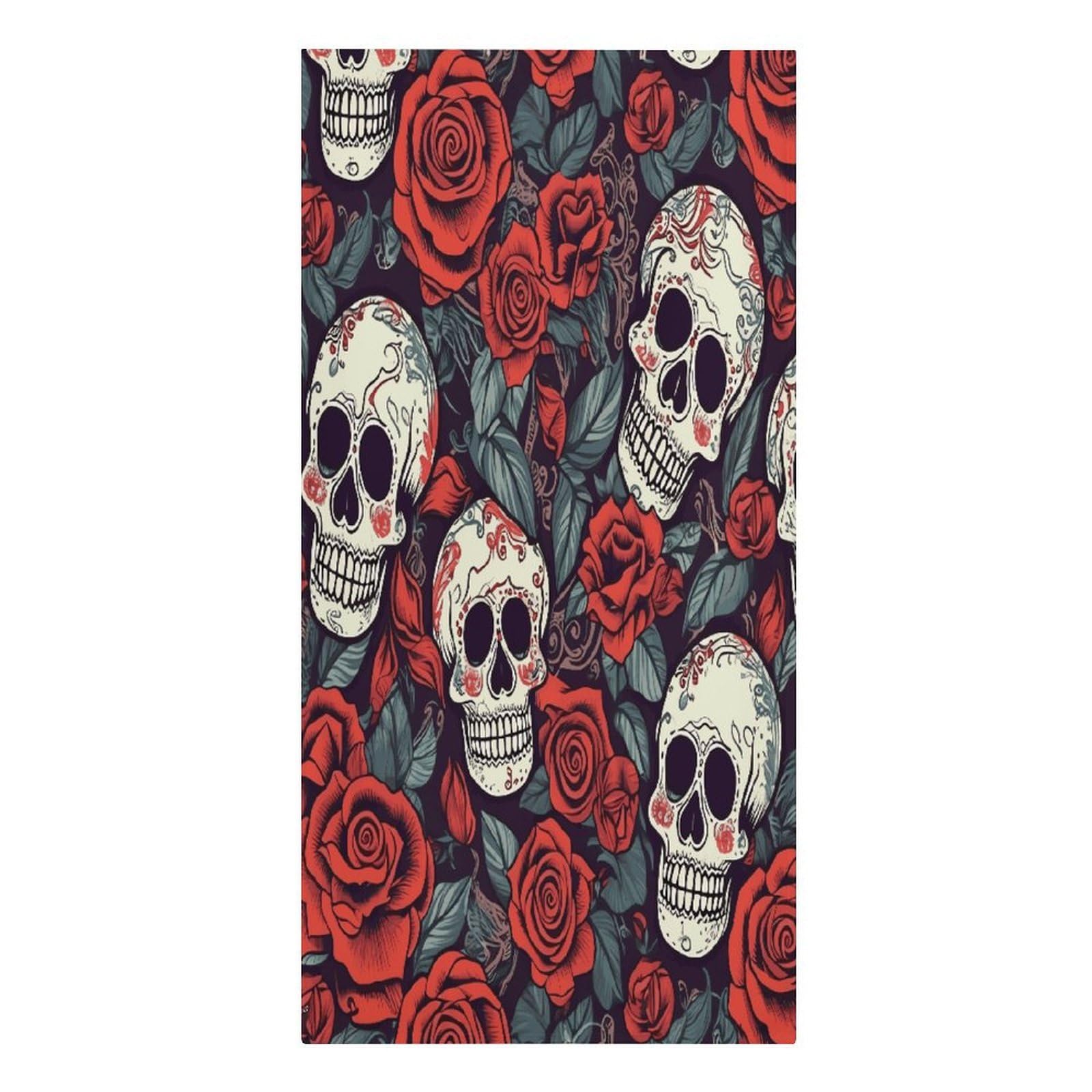 Adfgyerh Women's Style Sugar Skulls And Red Roses Microfiber Sand Free Towels Large Quick-Dry. Beach Towel For Swimming Pool Camping Beach .Beach Accessories， They Are Essential Accessories For Adults, And Men, Vacat
