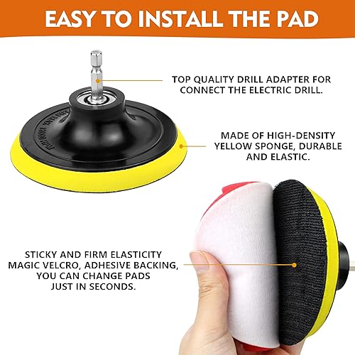 Miniatura 7 de Accesorios para cepillos de taladro, 20 almohadillas de limpieza y cepillo de esponja con varilla larga extendida multiusos para lechada, superficie