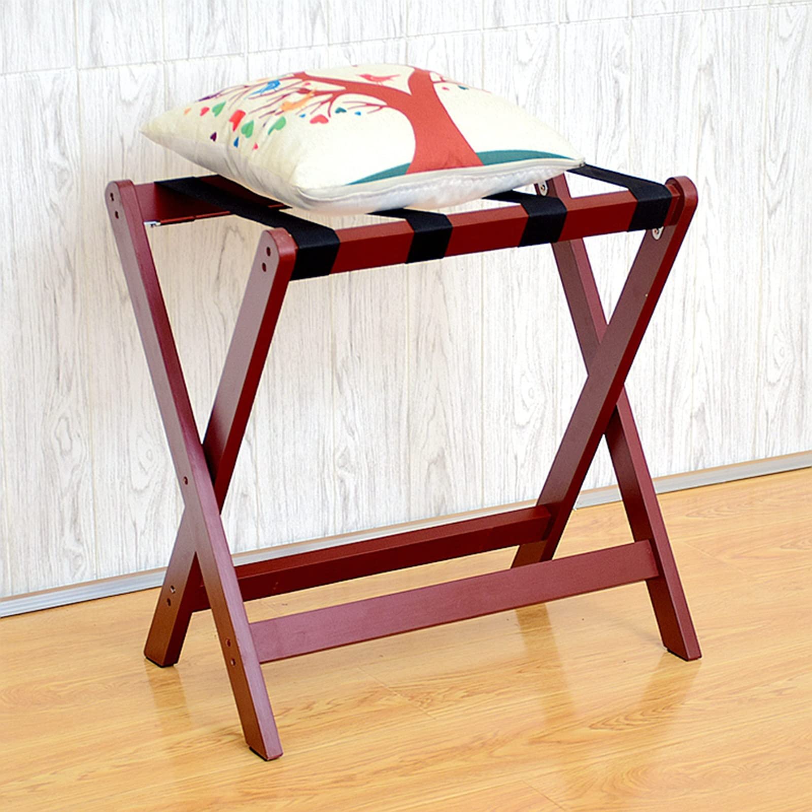 Étagère de rangement de bagages imperméable et étagère porte-valise en bois rouge