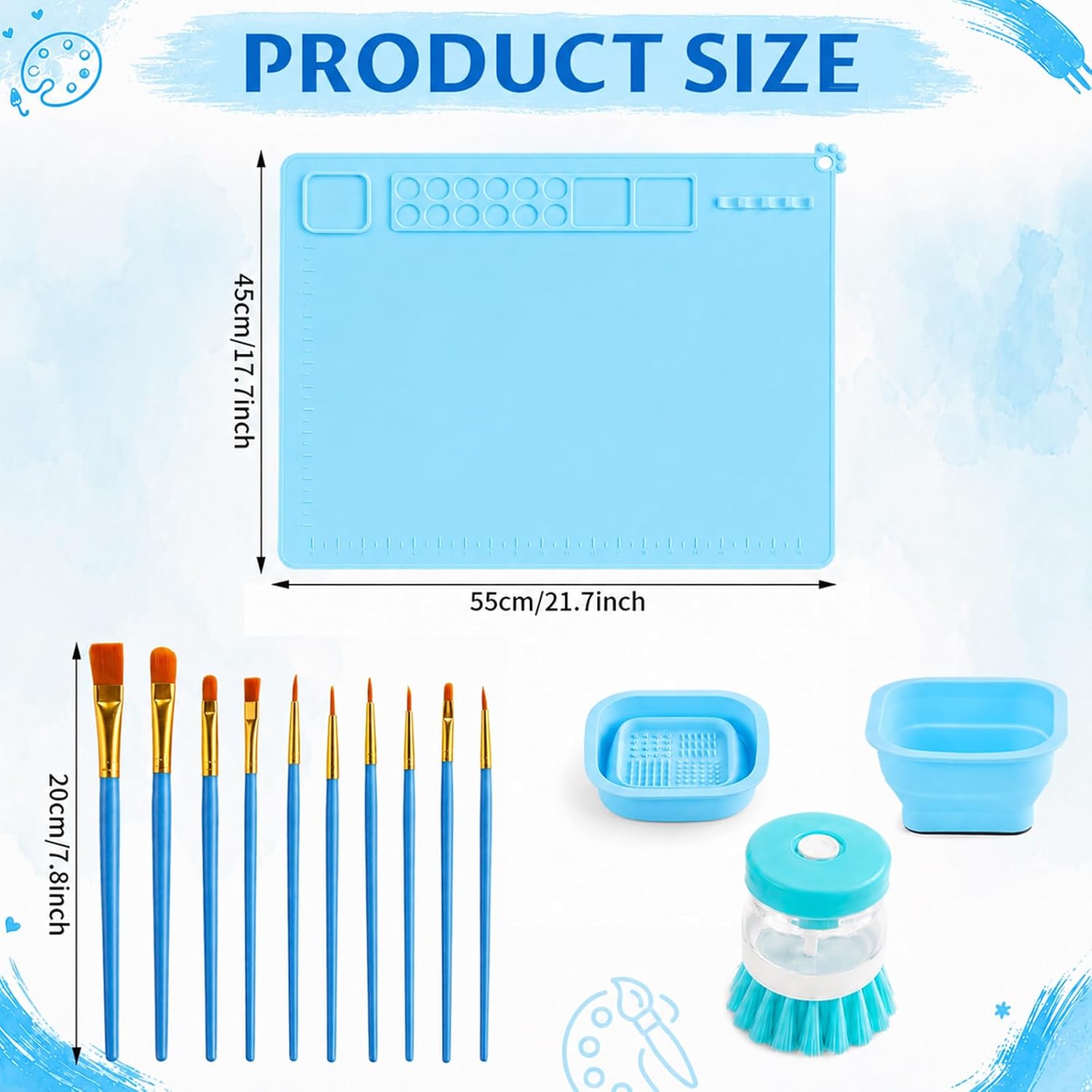 Painting Station Paint Brushes Watercolor Water Based Paint Tool Set, Blue