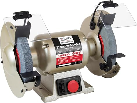 SIP Electric Bench Grinder 8" 230V 550W 2980RPM 200mm x 25mm Wheel, Coarse and Fine Grit Grinding Wheels with a Wire Wheel Included