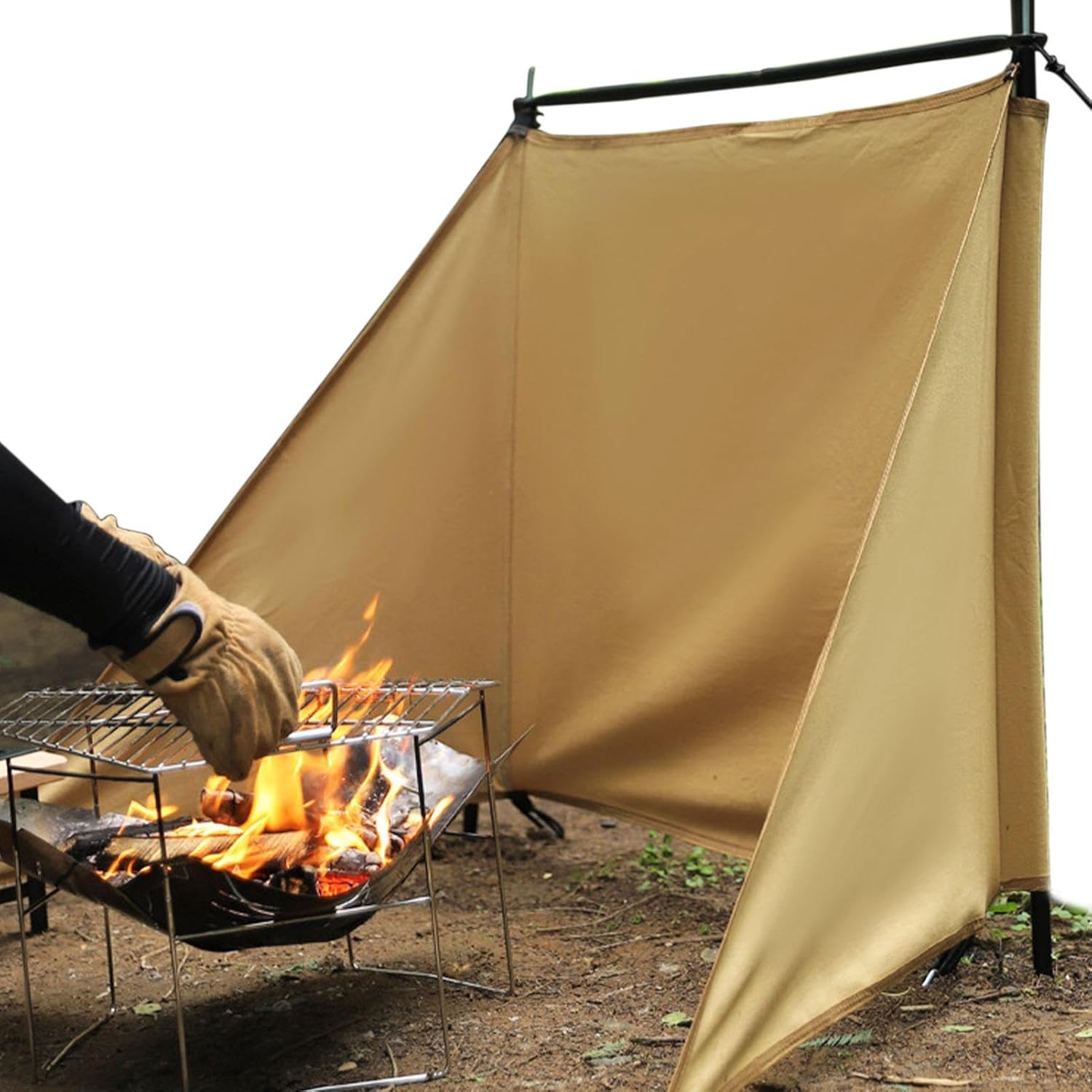 Camping Fire Wind Screen, Oxford Cloth Windshield For Grill, Foldable