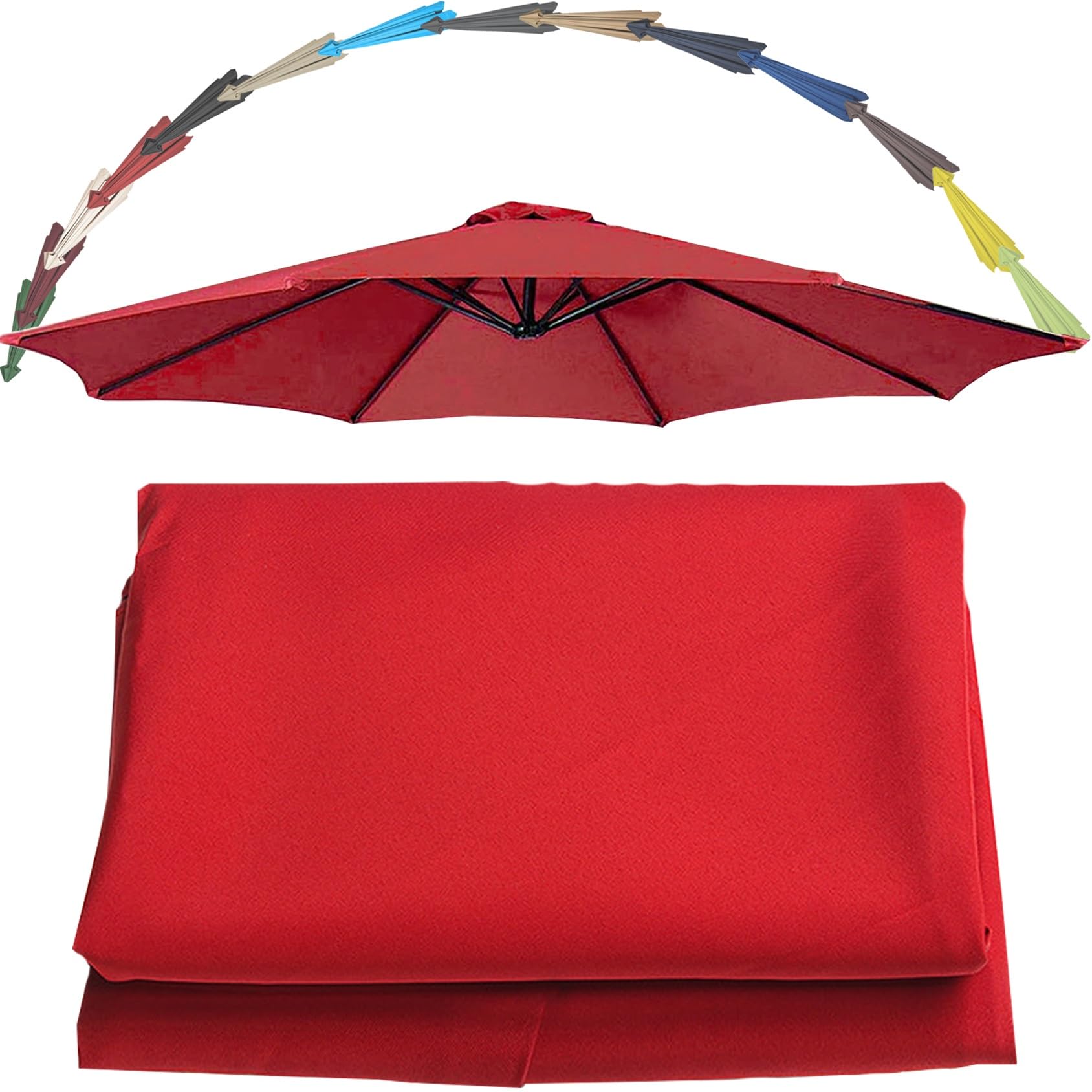 Replacement Parasol Canopy UV 30+ Protection For Garden Umbrella Umbrella Replacement Cloth Cantilever Parasol Replacement Top Fabric Cover 6/8 Ribs Patio Replacement Parasol Cover(Color:Red,Size:8.8f