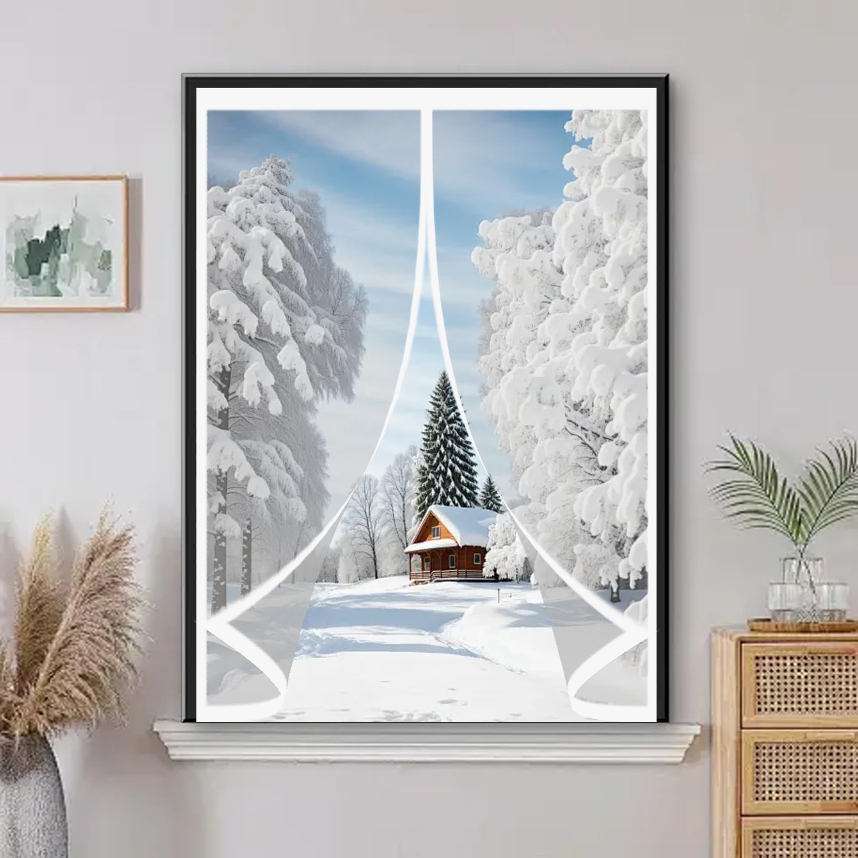 Rideau Thermique de Fenêtre Coupe-Vent avec Fermeture Automatique Isolante 134 x 128 cm