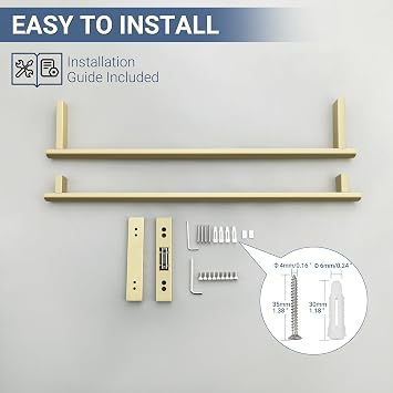 SAYAYO Double Towel Rail Wall Mounted 60CM Bathroom Towels Holder Gold