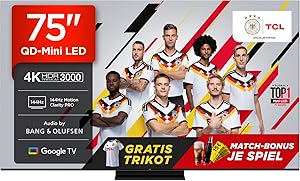 TCL 75Q7C QLED Mini LED TV, 75 Inches, 4K HDR Premium, Dolby Vision IQ & Atmos, Smart TV with Google TV, 6.2.2 Sound, 144H…