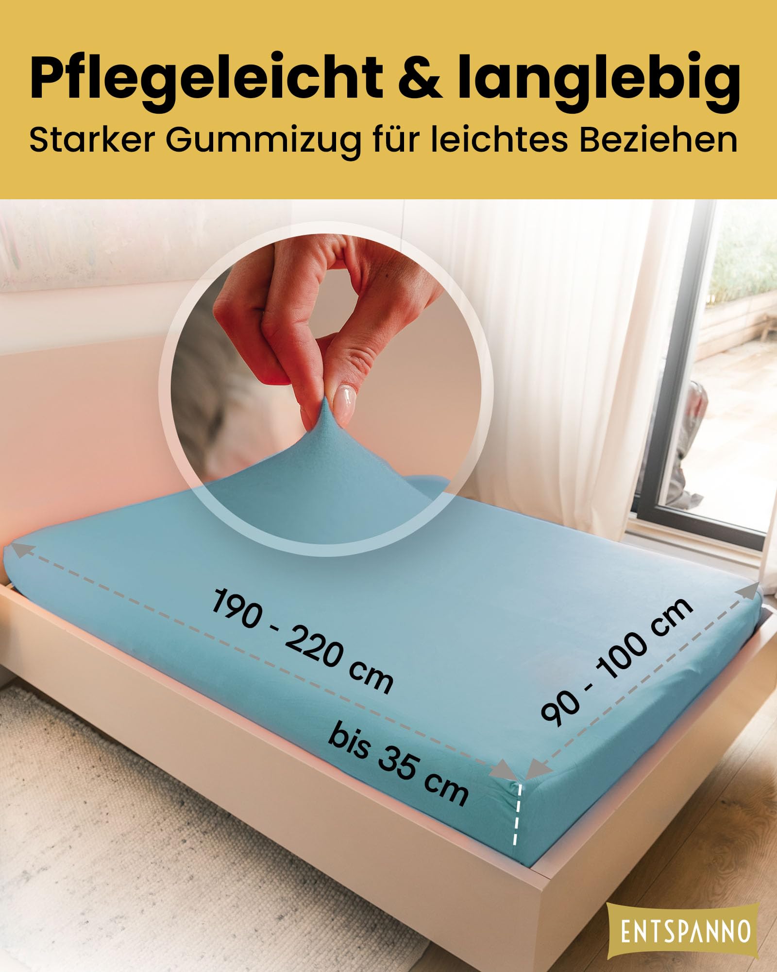 Entspanno Luxus Spannbettlaken 2X 90x200 bis 100x220cm - Aus weichem Premium Jersey - Ideal für Wasser- & Boxspringbetten bis 35cm Höhe - Petrol