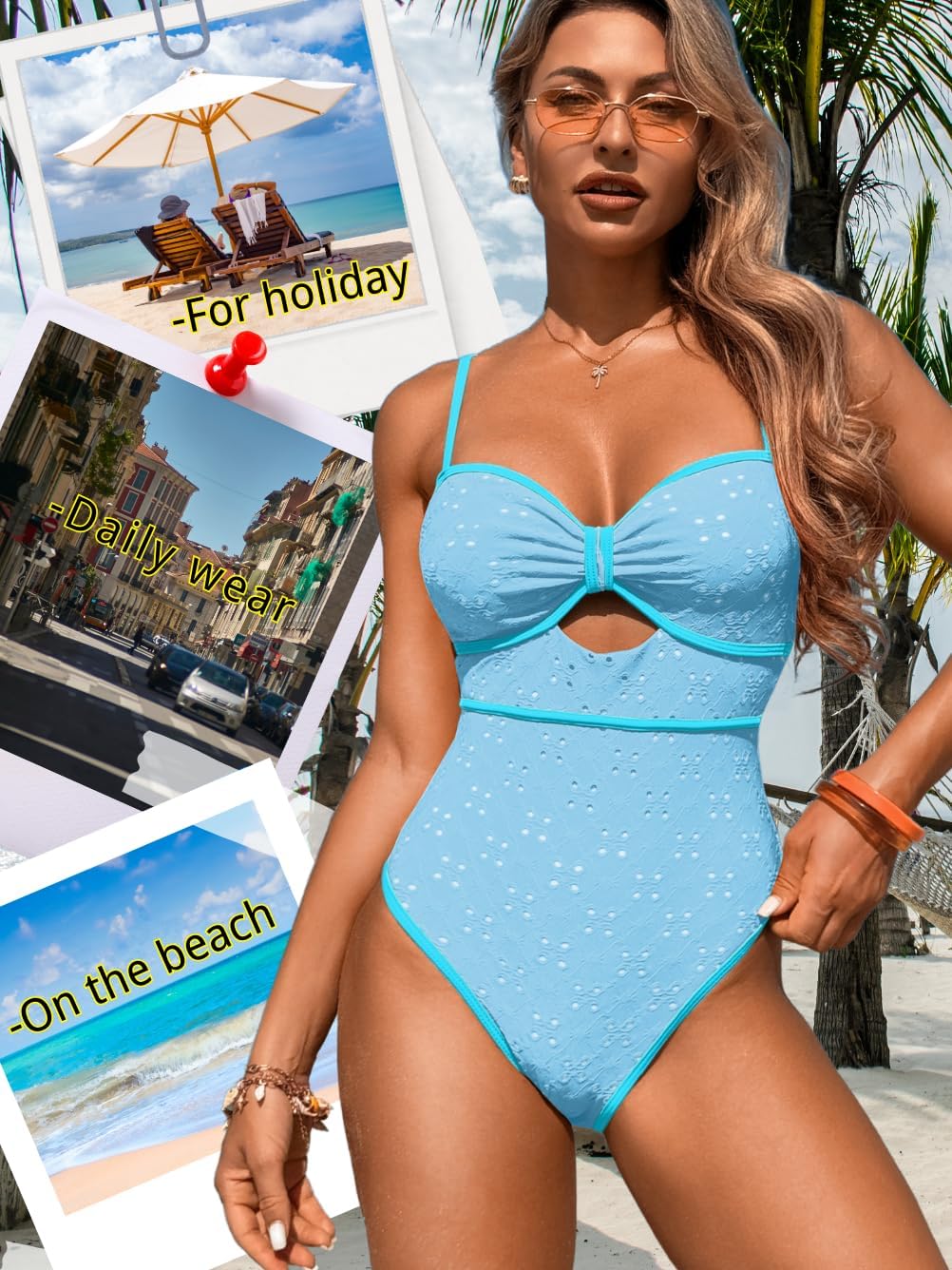 Womens One Piece Cutout Swimsuit, Sexy Tummy Control Bathing Suit, Color Block Monokini, 2026 Retro Swimwear - Image 6