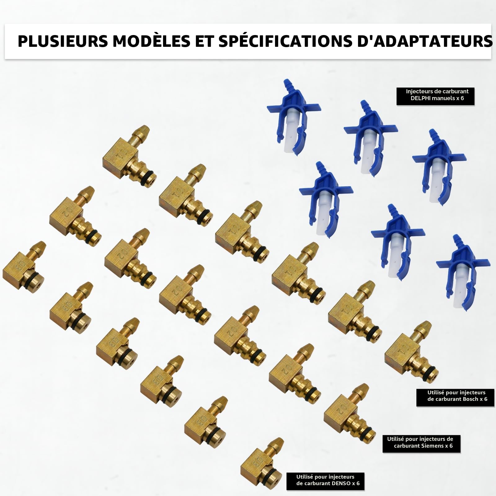 Testeur Injecteur Diesel Common Rail Testeur,débitmètre d'injecteur Diesel 6 Cylindres Diesel Kit Test Rail d'injection testeur de Fuite avec 24 Adaptateurs