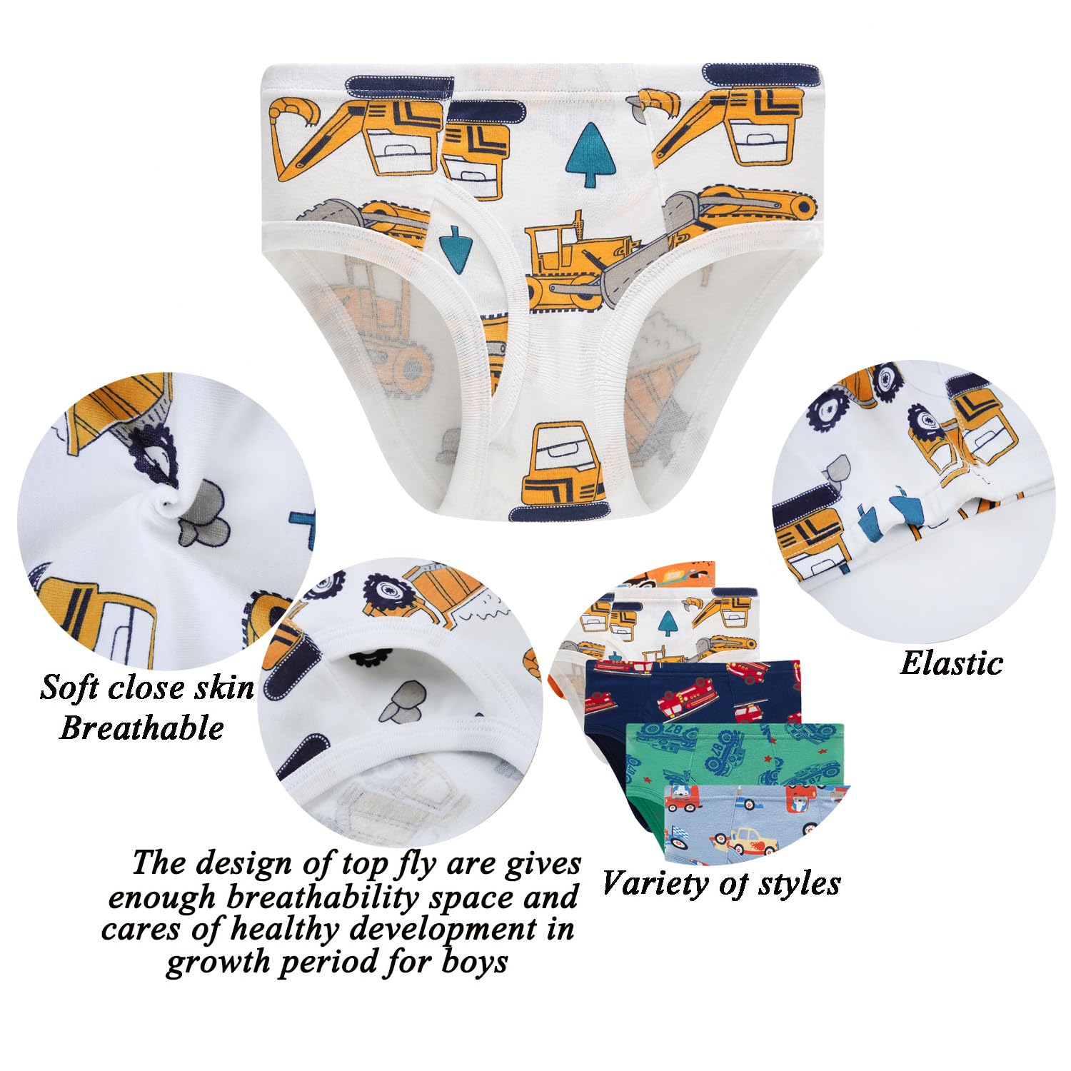 Boboking Calzoncillos tipo bóxer para niños pequeños, diseño de dinosaurio, camión, tiburón, ropa interior para niños pequeños