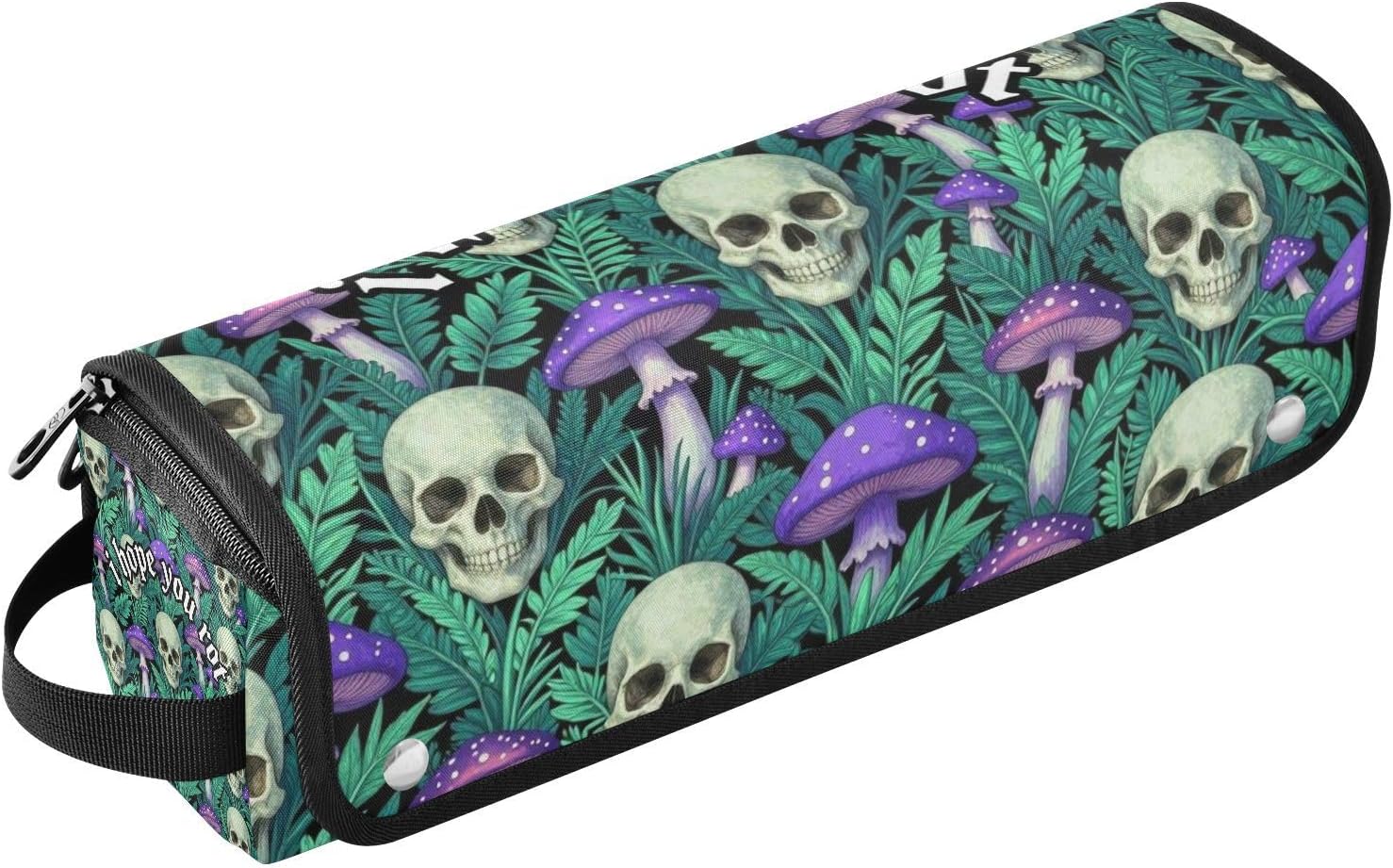 2 in 1 Hair Tools Organizer and Heat Resistant Mat Waterproof Hair Tools Travel Organizer for Hot Curling Iron Flat Irons Volumizer Styler Skull Mushroom Dark Humor Print Portable Travel