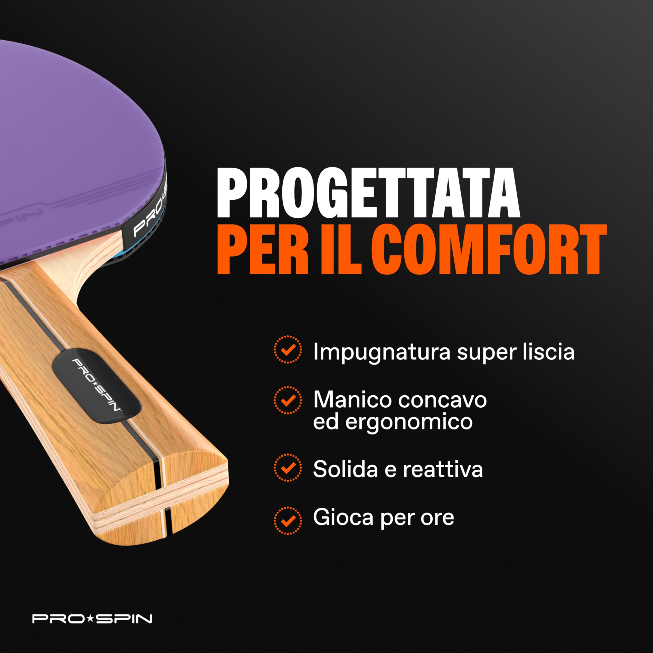 PRO-SPIN Racchetta Ping Pong | Set Professionale con Racchette da Tennis da Tavolo Premium, Palline Ping Pong 3 Stelle e Custodia | Per uso interno ed esterno
