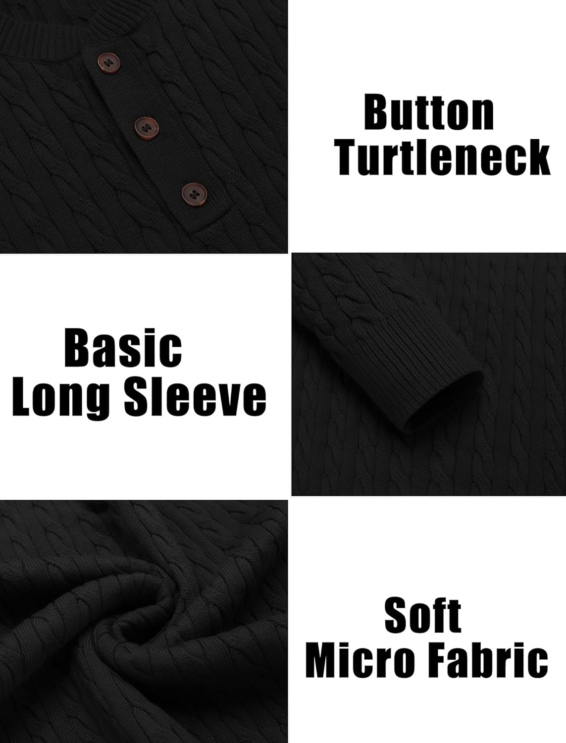 COOFANDY Men Casual Knit Sweater Quarter Button Henley Long Sleeve Slim Fit Twisted Pullover Sweater - Image 6