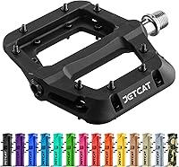 JETCAT Mountain Bike Flat Pedals - Nylon Platform MTB BMX Road Gravel E-Bike Pedals, 9/16" Anti-Skid Grip, Sealed Bearings, Lightweight Durable