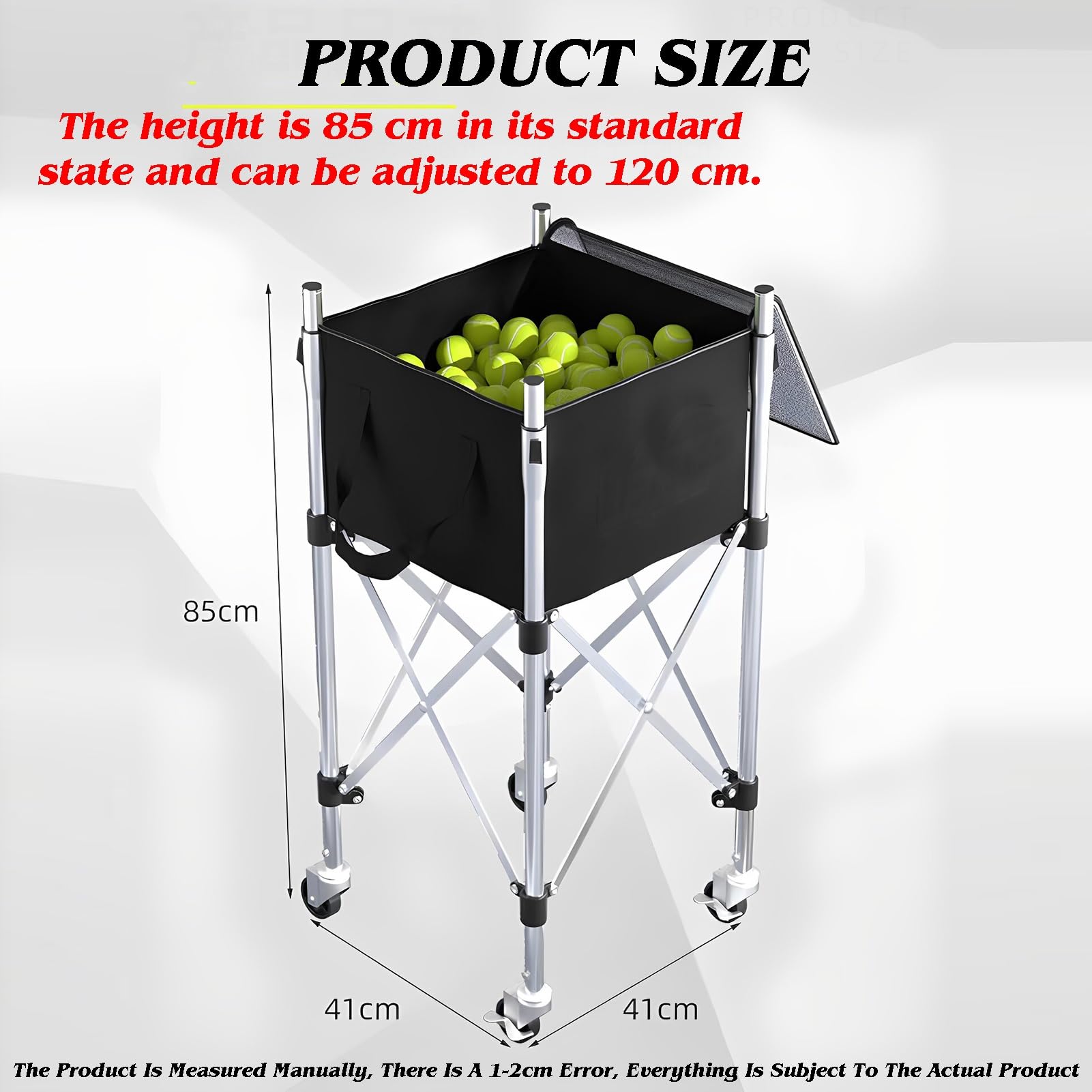 Contenitore For Palline Da Tennis Extra Large For Allenamenti E Partite | Carrello leggero for con ruote e borsa rimovibile, in acciaio inossidabile