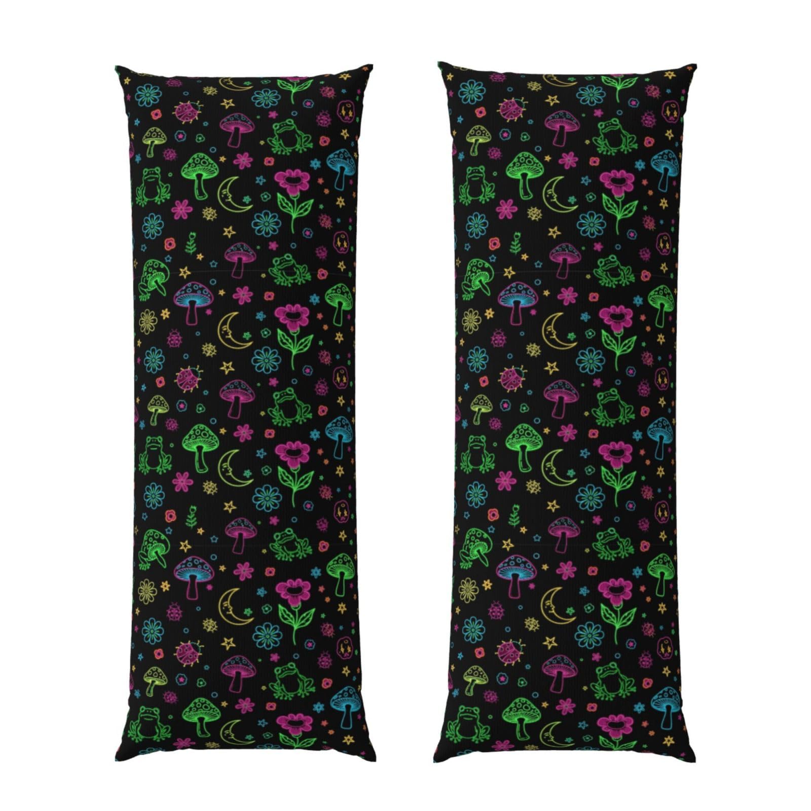 Body Pillowcase 20x60 Inch, Purple Flower Trippy Goth Moon Mushrooms Floral, Luxury Soft Pillow Cover with Zipper, Breathable Microfiber Fabric, for Men Women Bedroom Couch