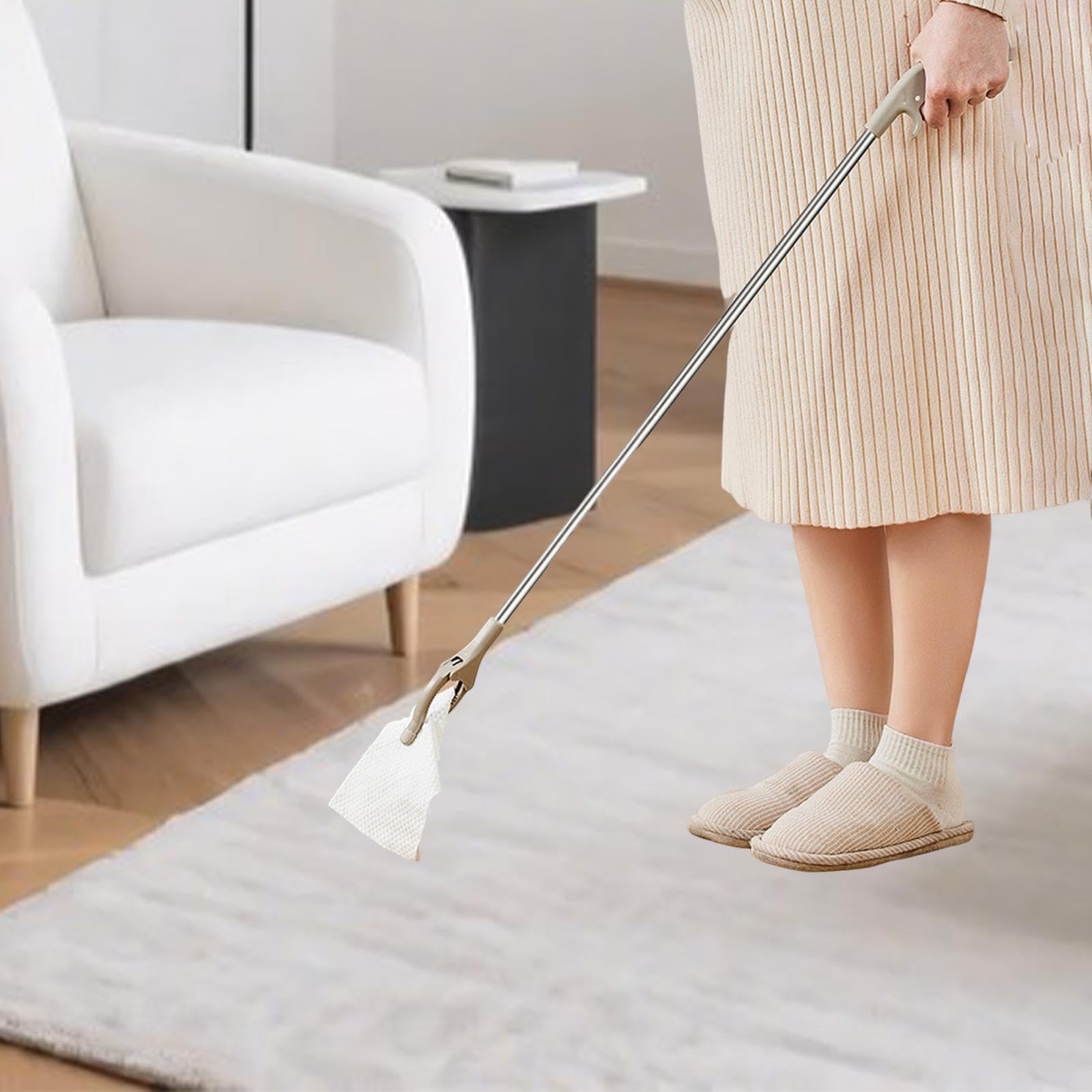 F Fityle Recolector de Basura Pinza de Alcance Largo Herramienta de Recogida Ergonómica Gancho para Ropa Cualquier Espacio con Gancho para Colgar Hecho, 80cm