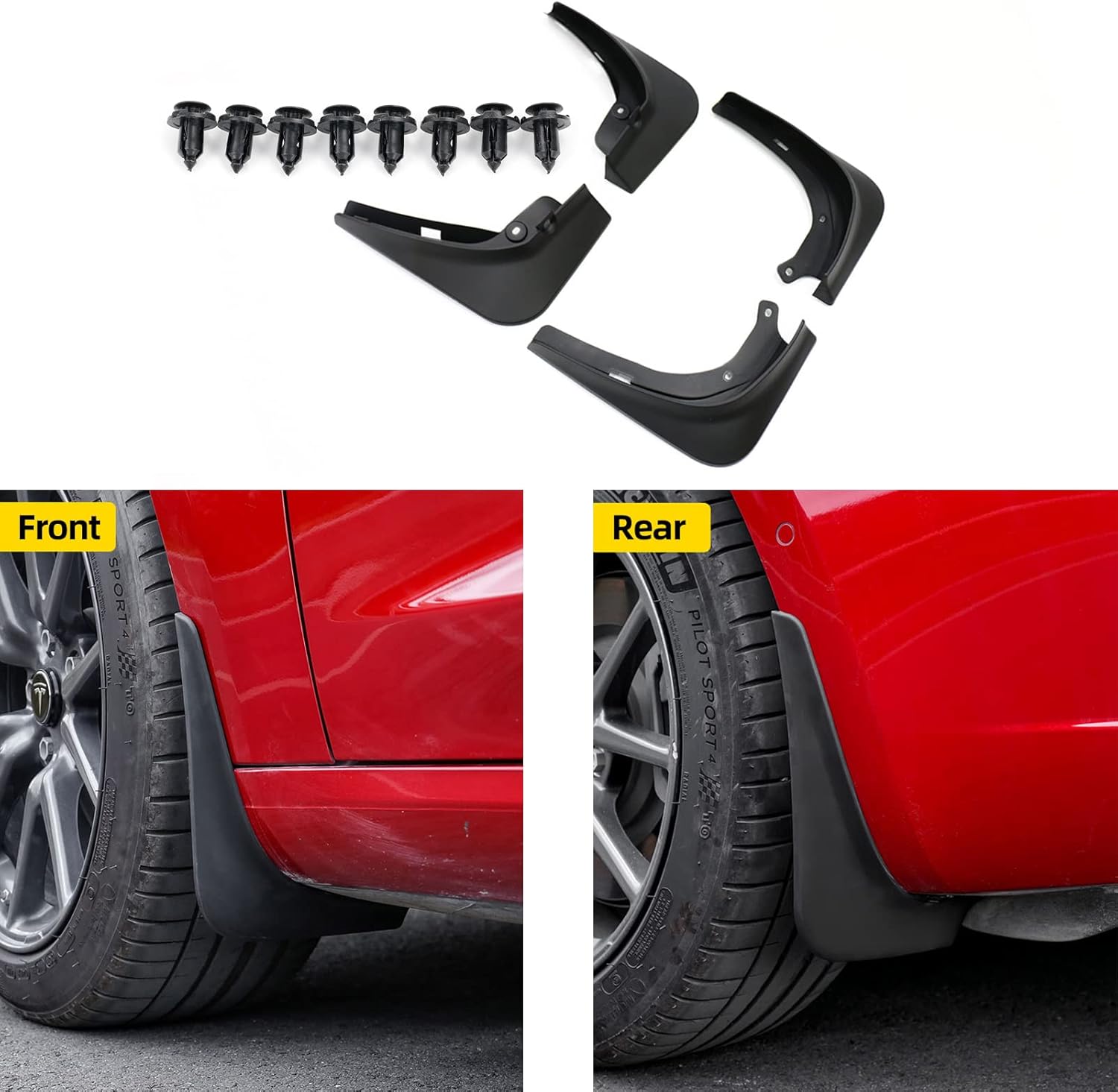 Compatible Tesla Model Y Mud Flaps Splash Guards No Drilling Required (Set of Four) 2020.2021.2022 Upgraded
