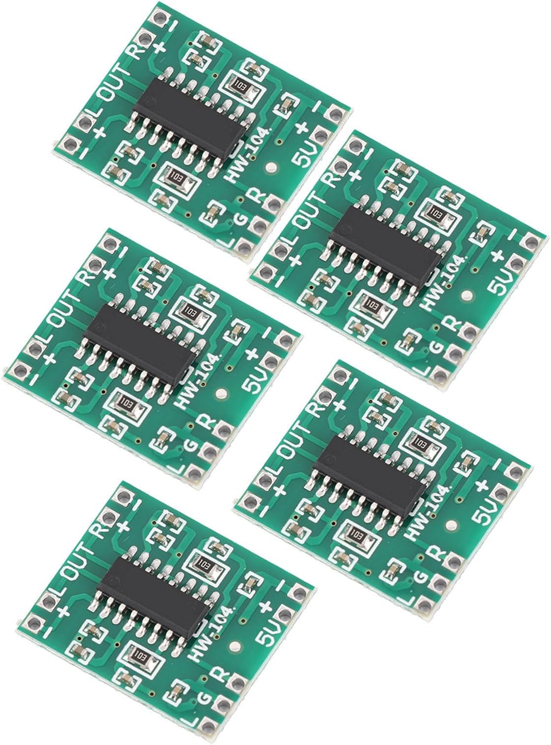 Sorandy High Efficiency Type D Power Amplifier Module for 4Ω Load 5V Power Supply, Compact Size for Digital Products 5pcs for Electronic Enthusiasts