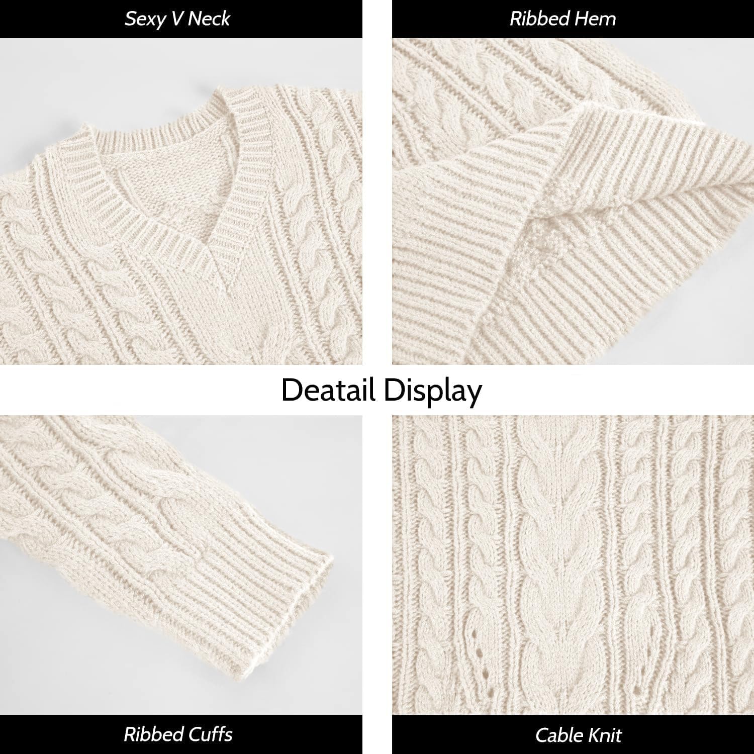 Dyexces Plus Size Sweaters for Women V Neck Long Sleeve Cable Knit Sweaters Casual Fall Sweaters Soft Jumper Tops - Image 5