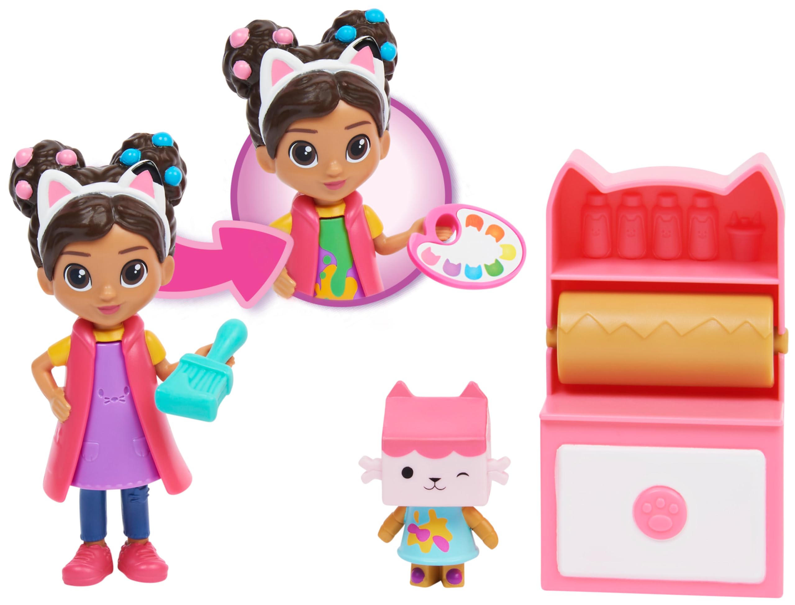 Gabby's Dollhouse, Mini set Studio d’arte, con Gabby e Baby Scatola, giochi per bambini dai 3 anni in su