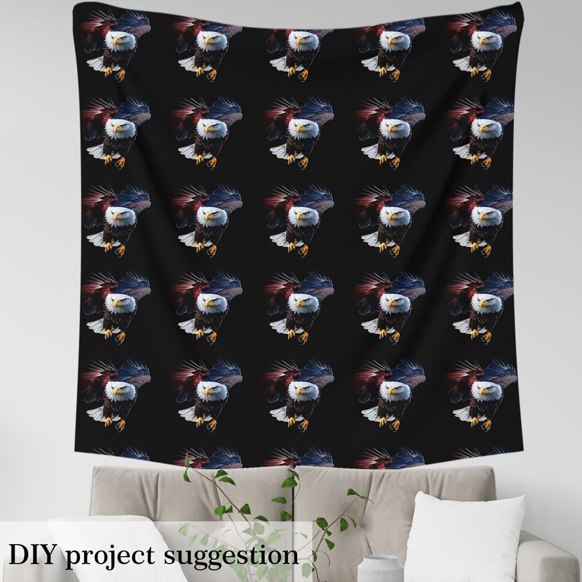 Erosebridal Eagle Fabric by The Yard for Chairs Sofa,Painting DIY Bird Upholstery Fabric,Wildlife Wild Animals Decor for Quilting Sewing Upholstery and Home Accents,3 Yards,Dusty Pink Black White